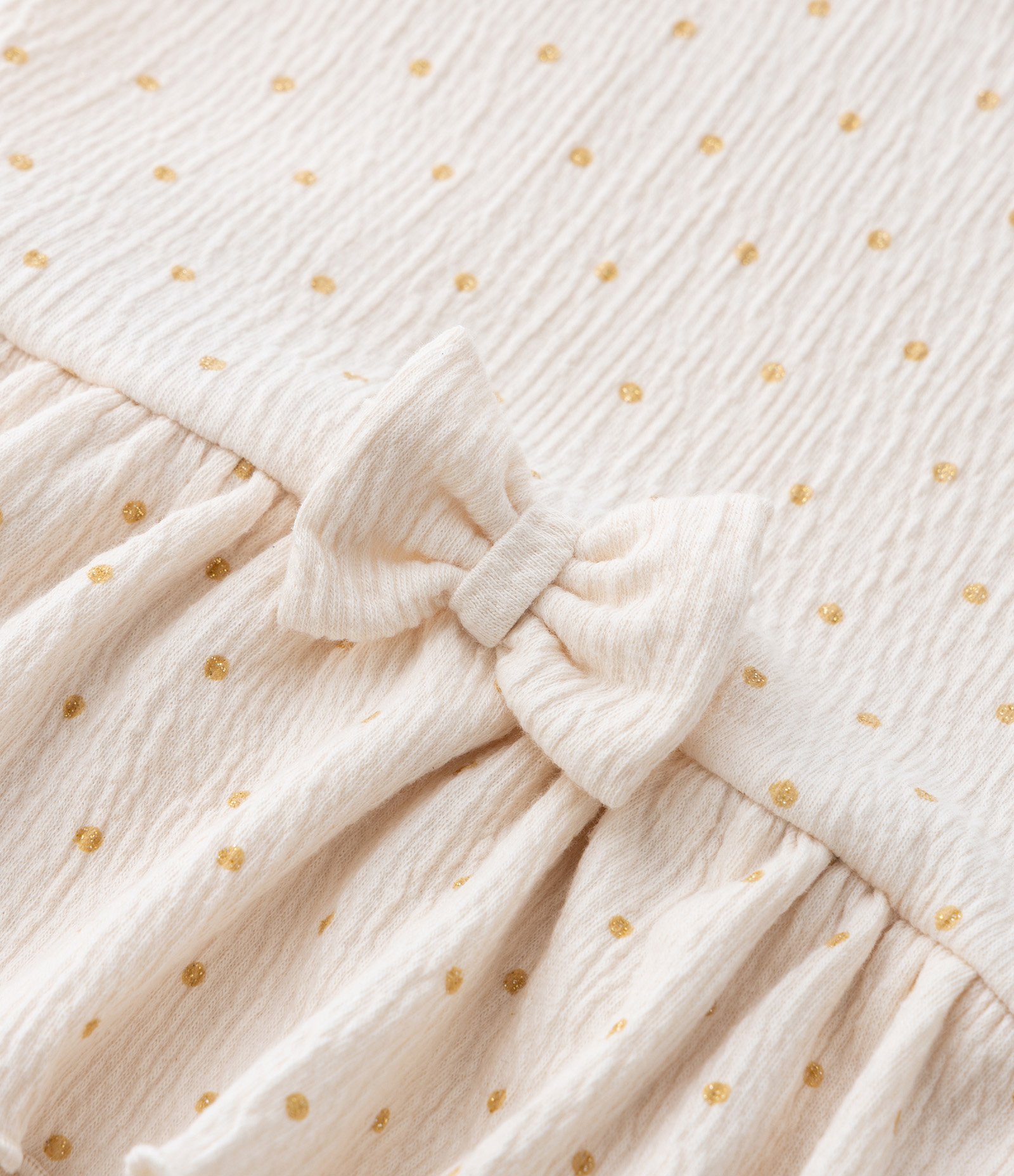 Vestido Body Infantil com Textura e Estampa Poá - Tam 0 a 18 meses Bege 7