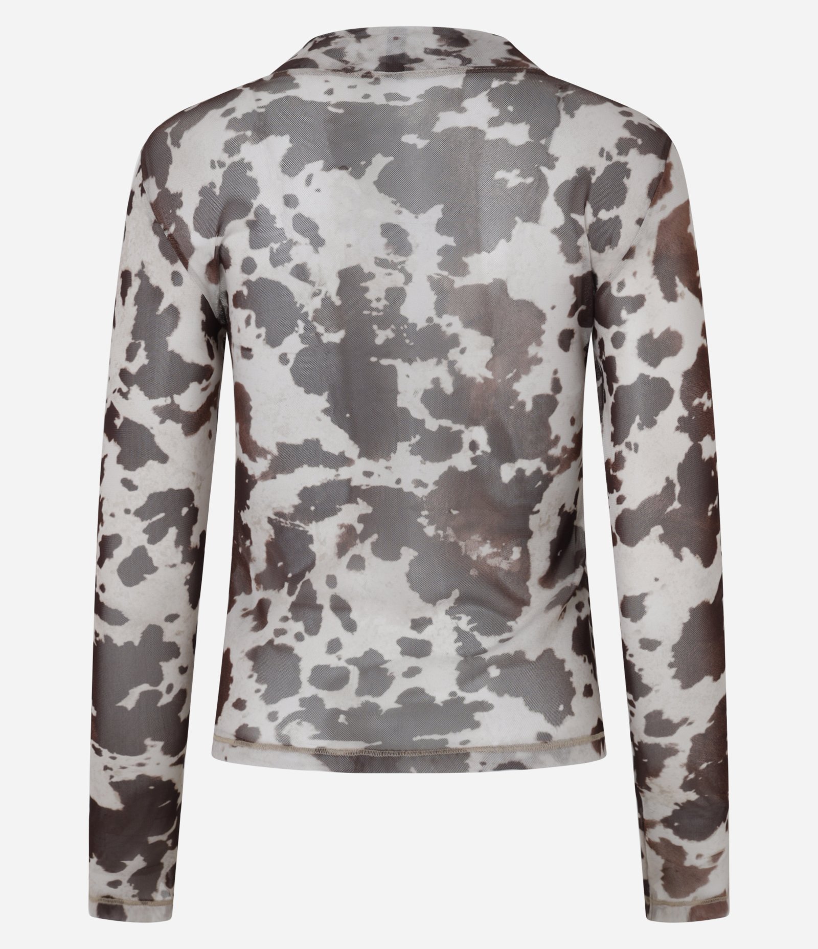 Blusa em Tule Animal Print Vaca com Golinha Alta Marrom 3