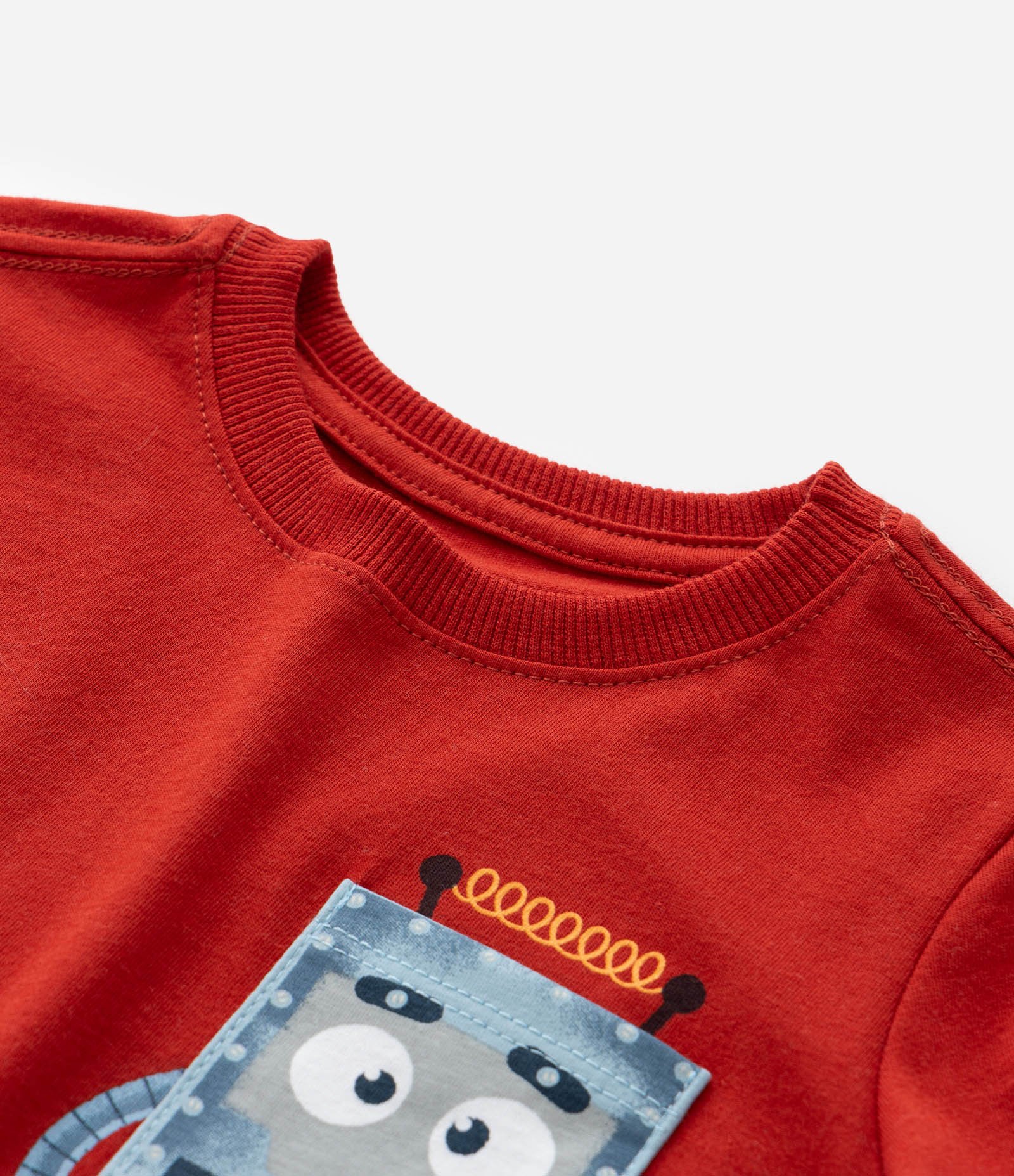 Camiseta Infantil com Bolsinho Estampa Robô - Tam 1 a 6 Anos Vermelho 5