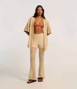 Calça Reta em Renda com Ponto Aberto