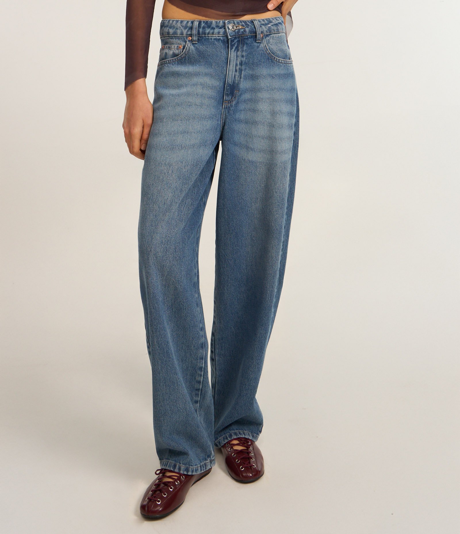 Calça Baggy em Jeans Azul 3