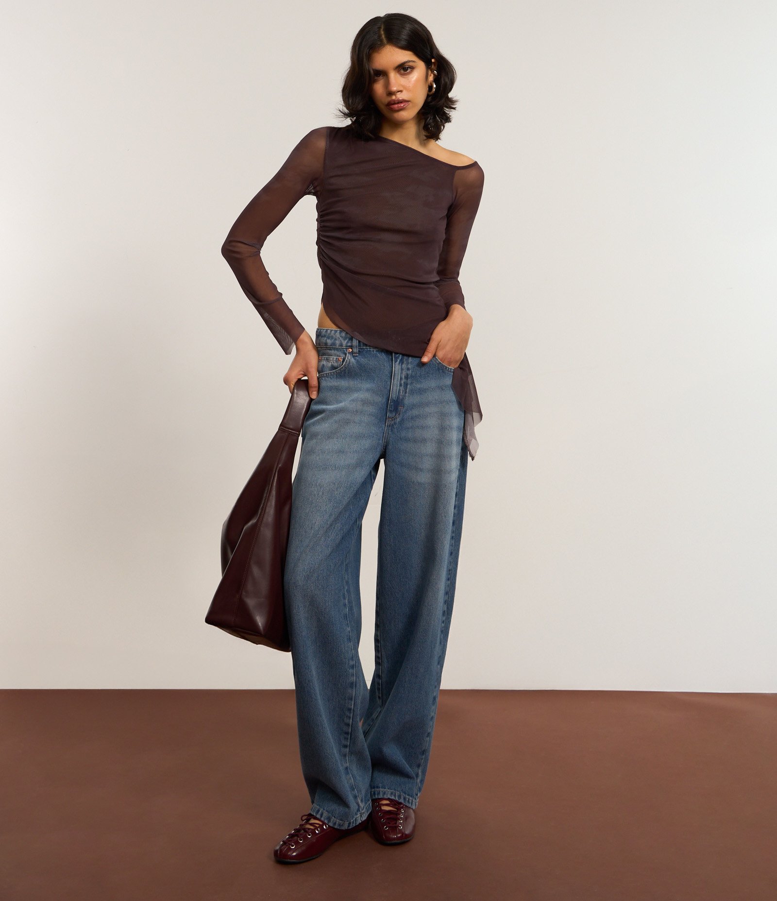 Calça Baggy em Jeans Azul 5