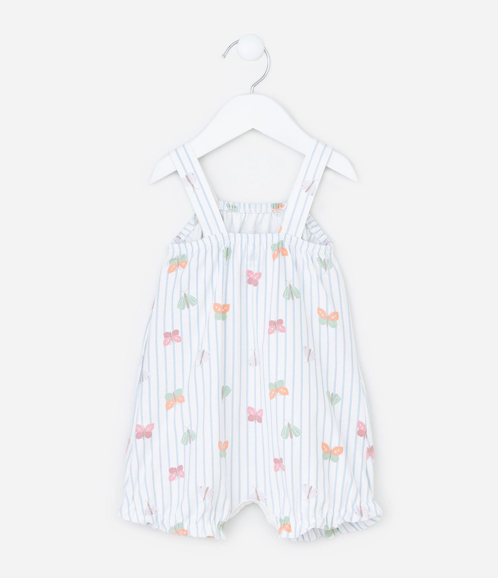 Macaquinho Infantil com Babado e Listras - Tam 0 a 18 meses Branco 2