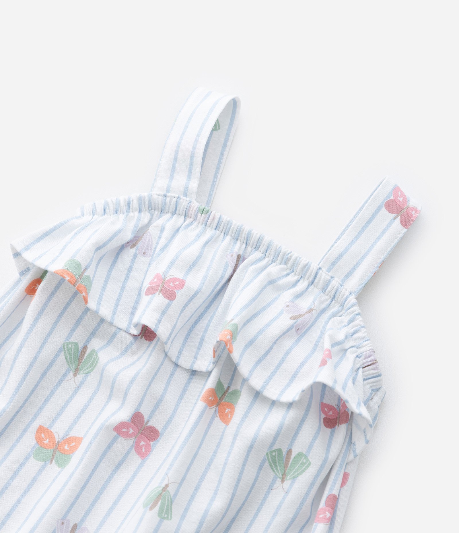 Macaquinho Infantil com Babado e Listras - Tam 0 a 18 meses Branco 4