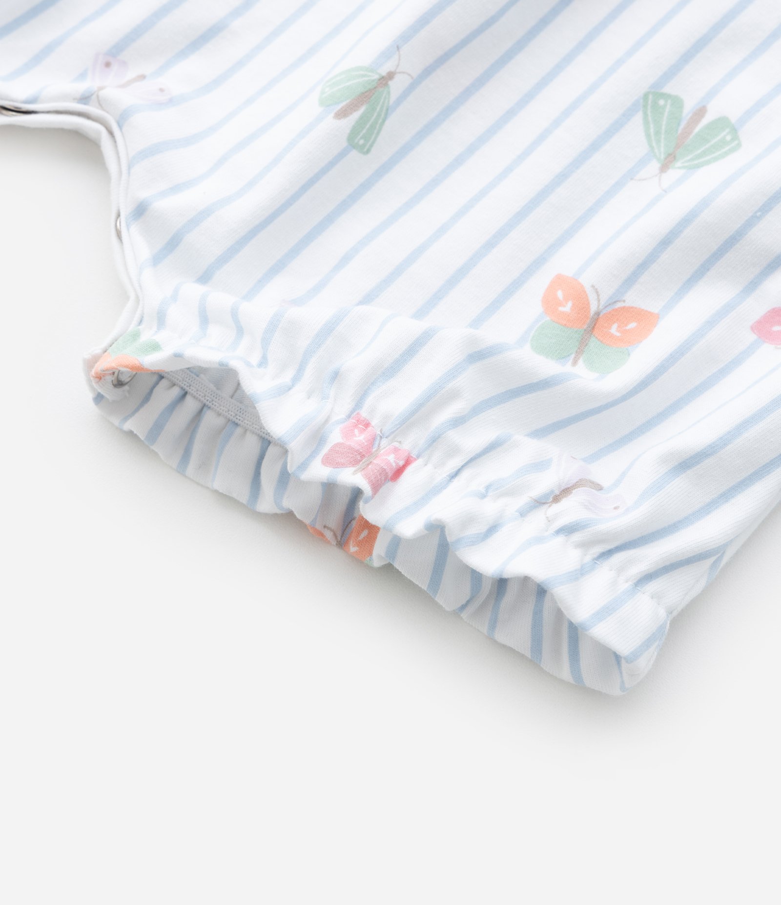 Macaquinho Infantil com Babado e Listras - Tam 0 a 18 meses Branco 5