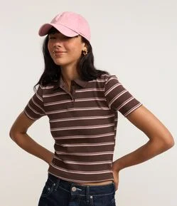 Blusa em Ribana com Golinha Polo e Listras