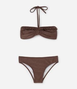 Biquíni Infantil Texturizado com Babadinhos - Tam 08 a 16 Anos