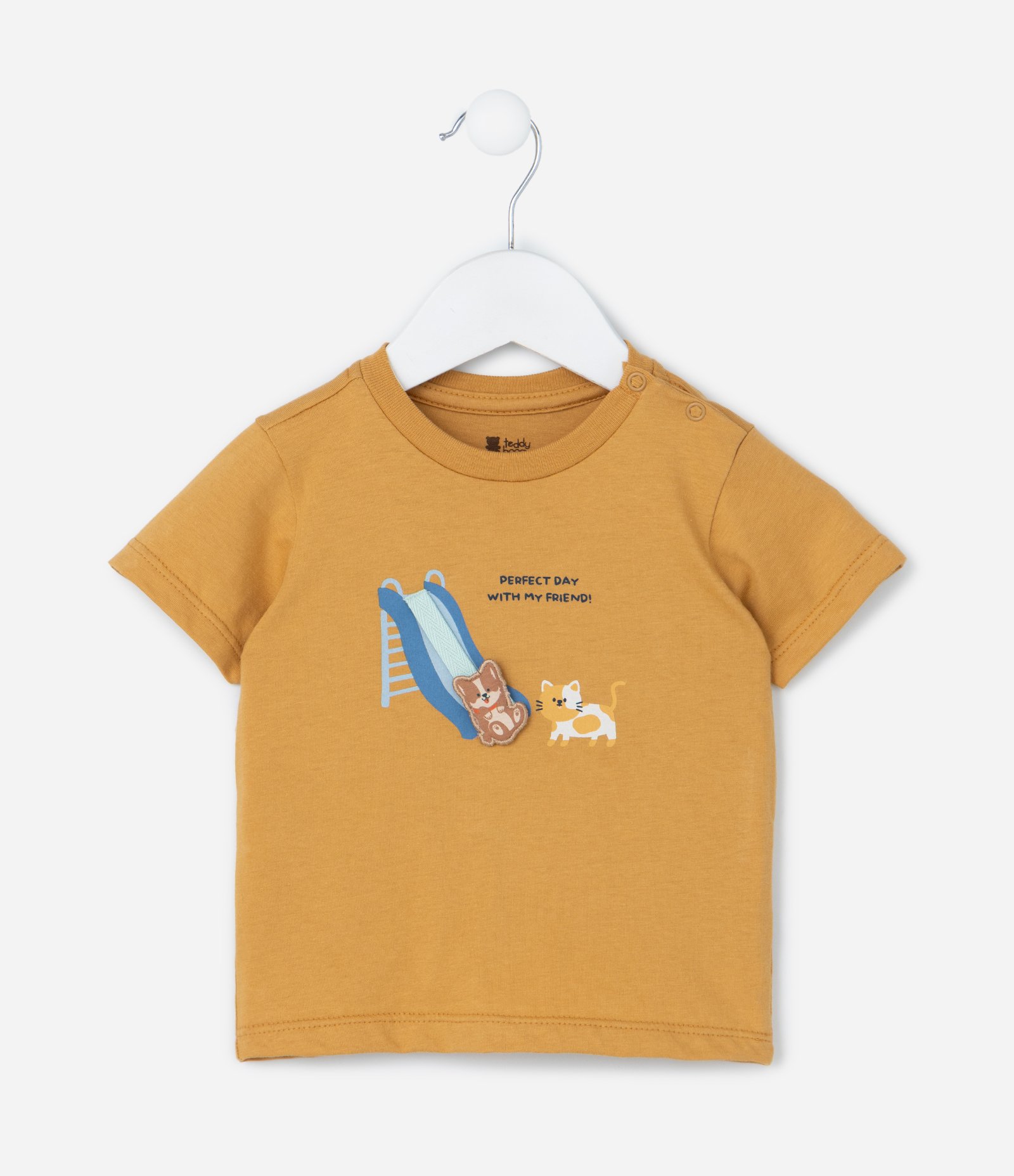 Conjunto Infantil com Estampa Cachorros no Escorregador - Tam 0 a 18 meses Amarelo 2