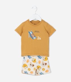 Conjunto Infantil com Estampa Cachorros no Escorregador - Tam 0 a 18 meses