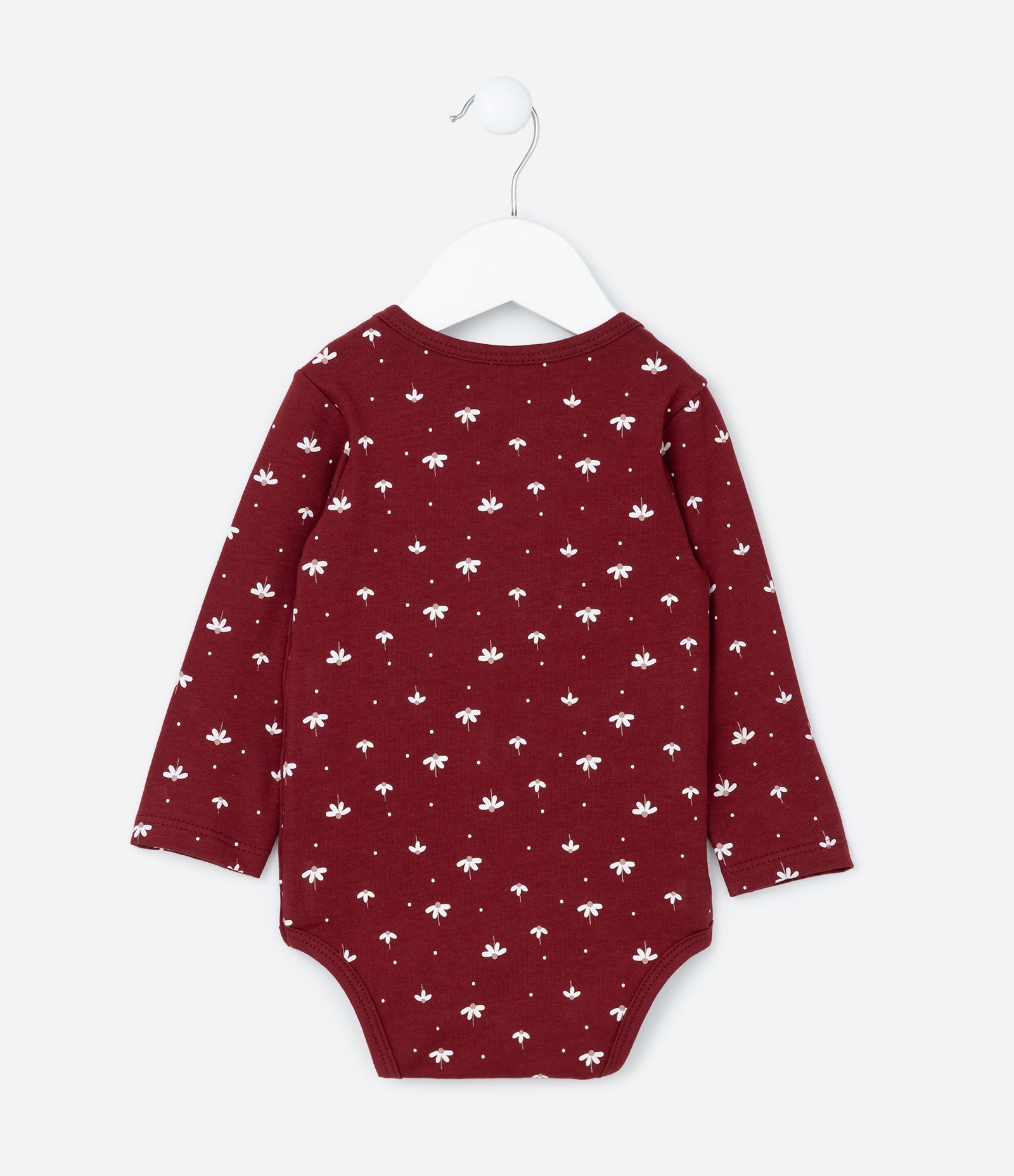 Body Infantil em Ribana com Estampa Floral - Tam RN a 18 meses Vermelho 2