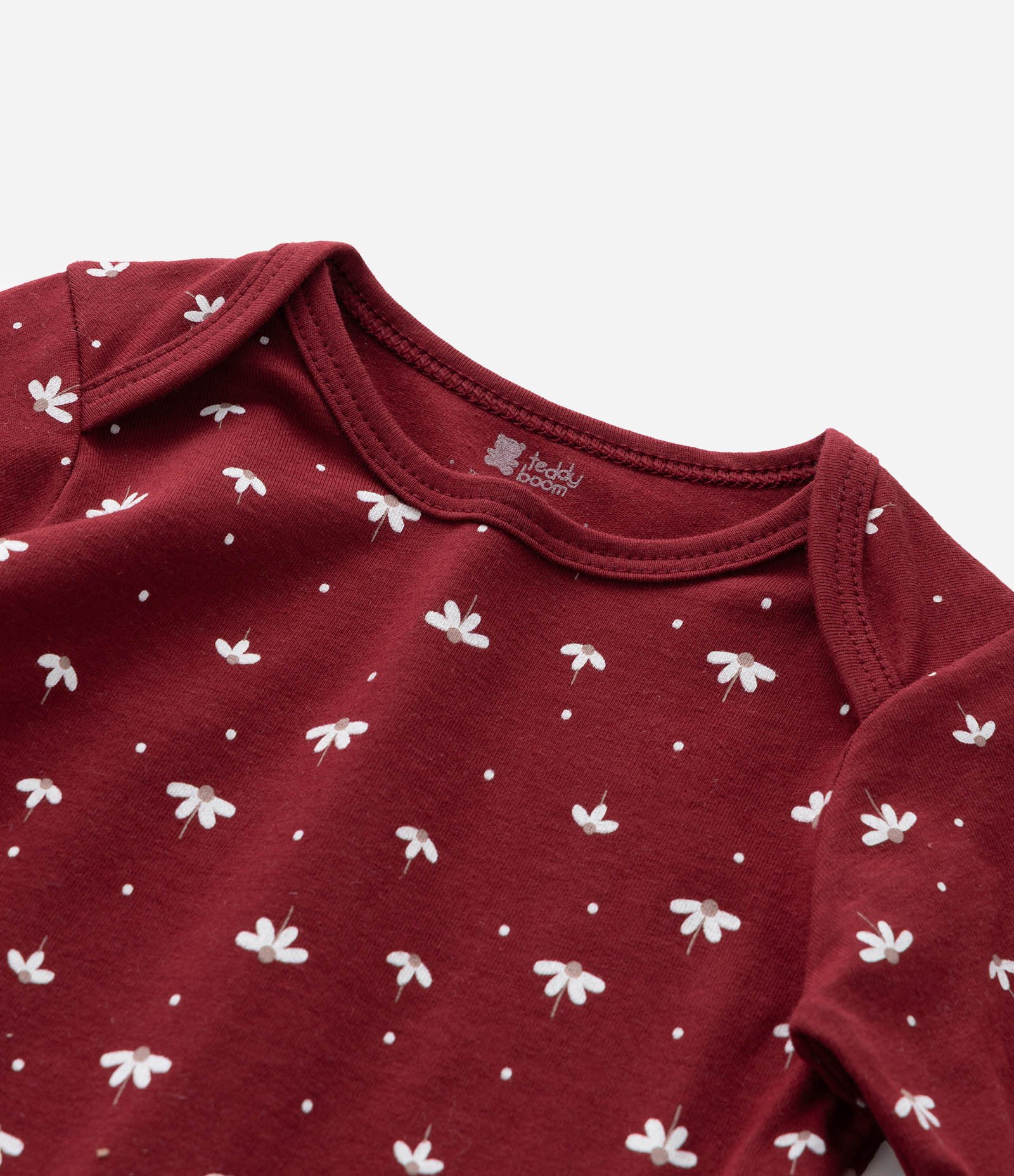 Body Infantil em Ribana com Estampa Floral - Tam RN a 18 meses Vermelho 6