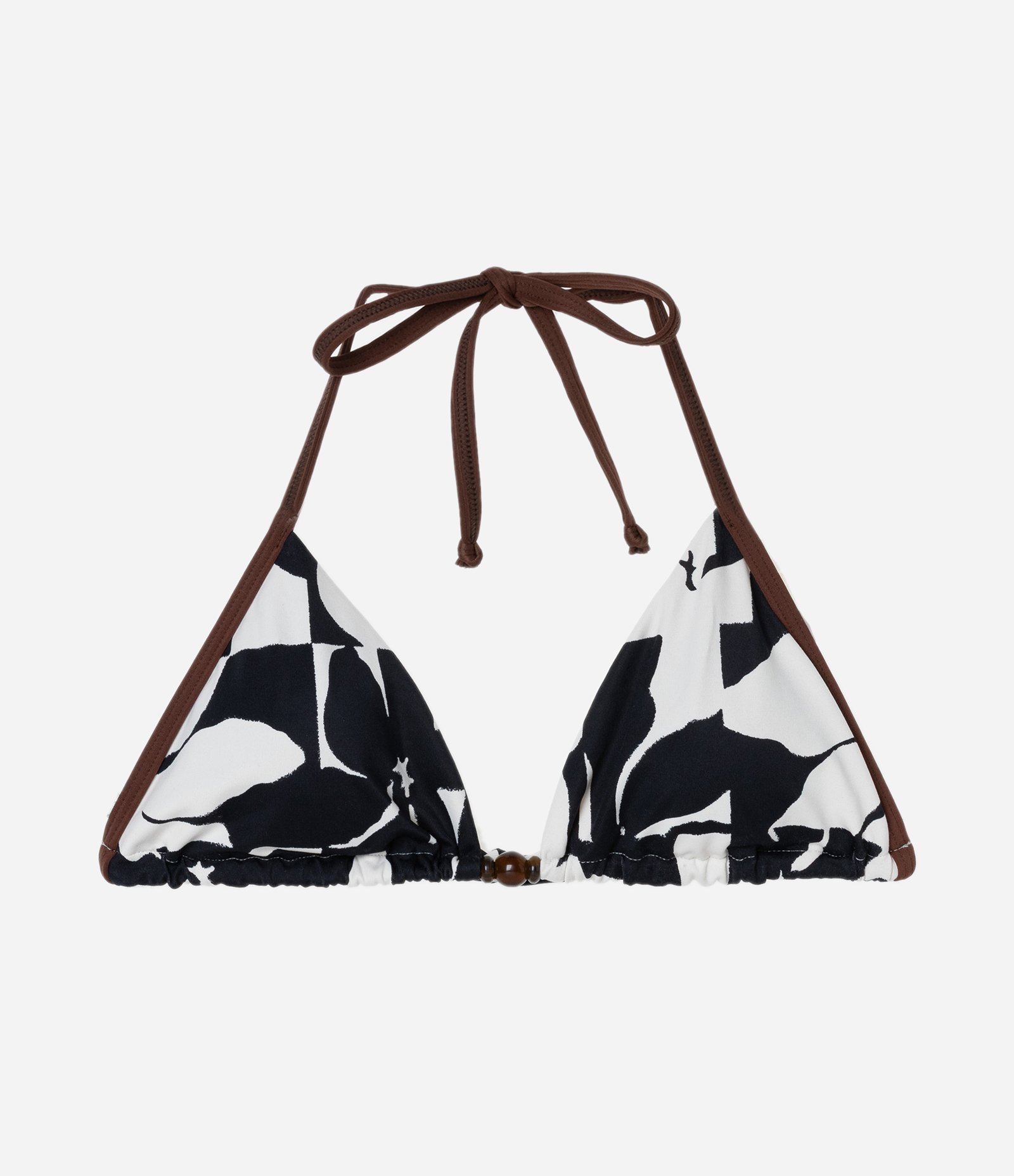 Biquíni Top Cortininha com Estampa Floral e Aviamento de Madeira Preto 5