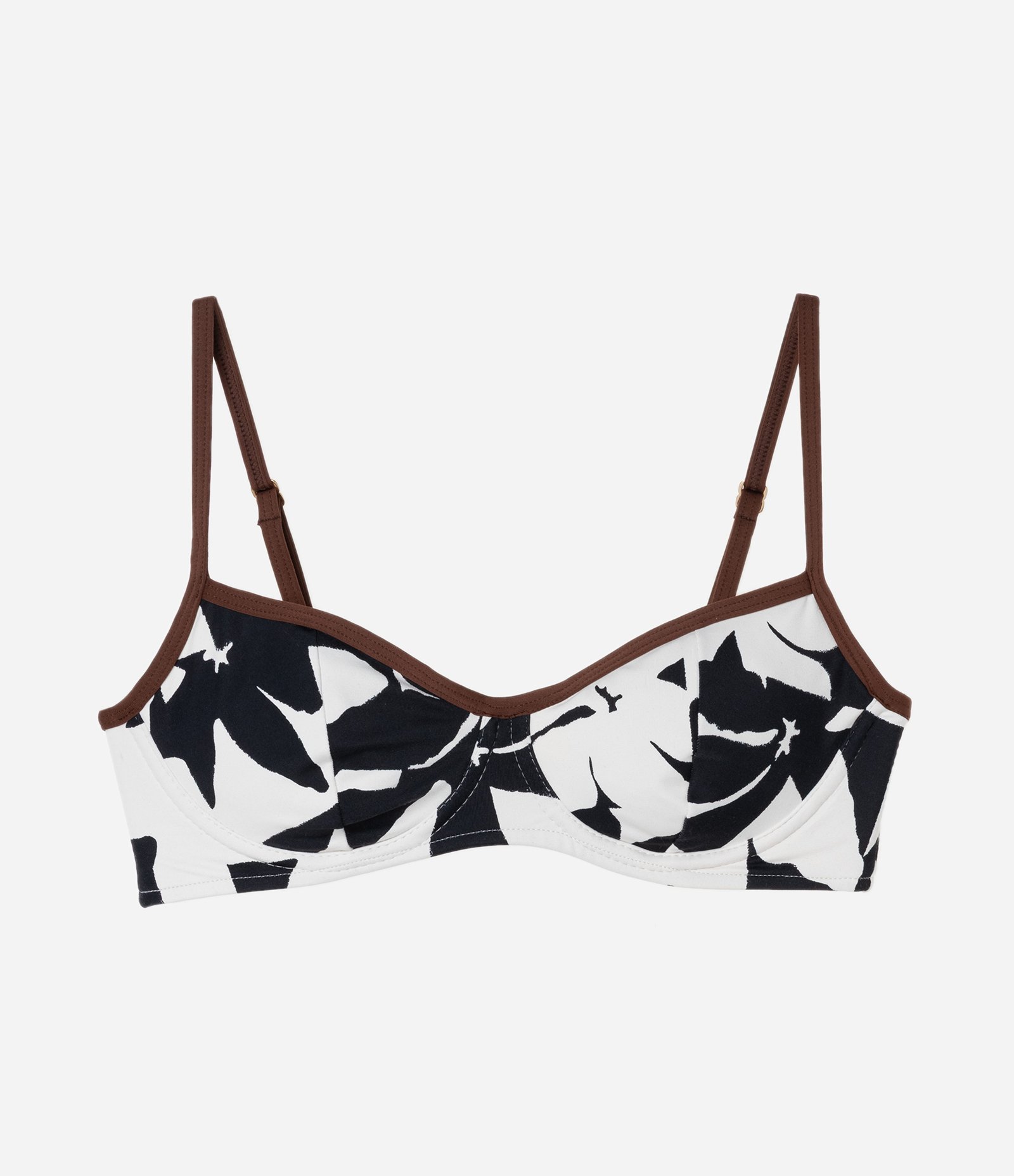 Biquíni Top Meia Taça com Estampa Floral Bicolor Preto/Branco 5