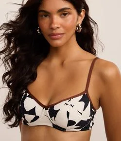 Biquíni Top Meia Taça com Estampa Floral Bicolor