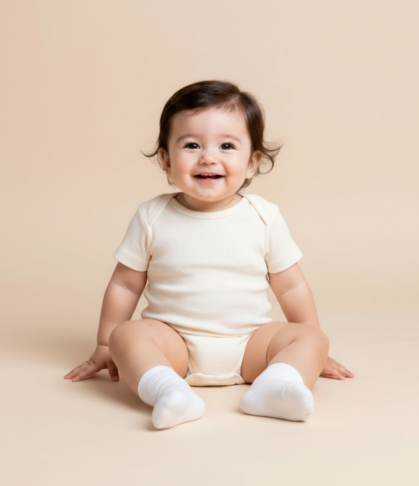 Body Infantil em Ribana Básico - Tam RN a 18 meses Bege 1