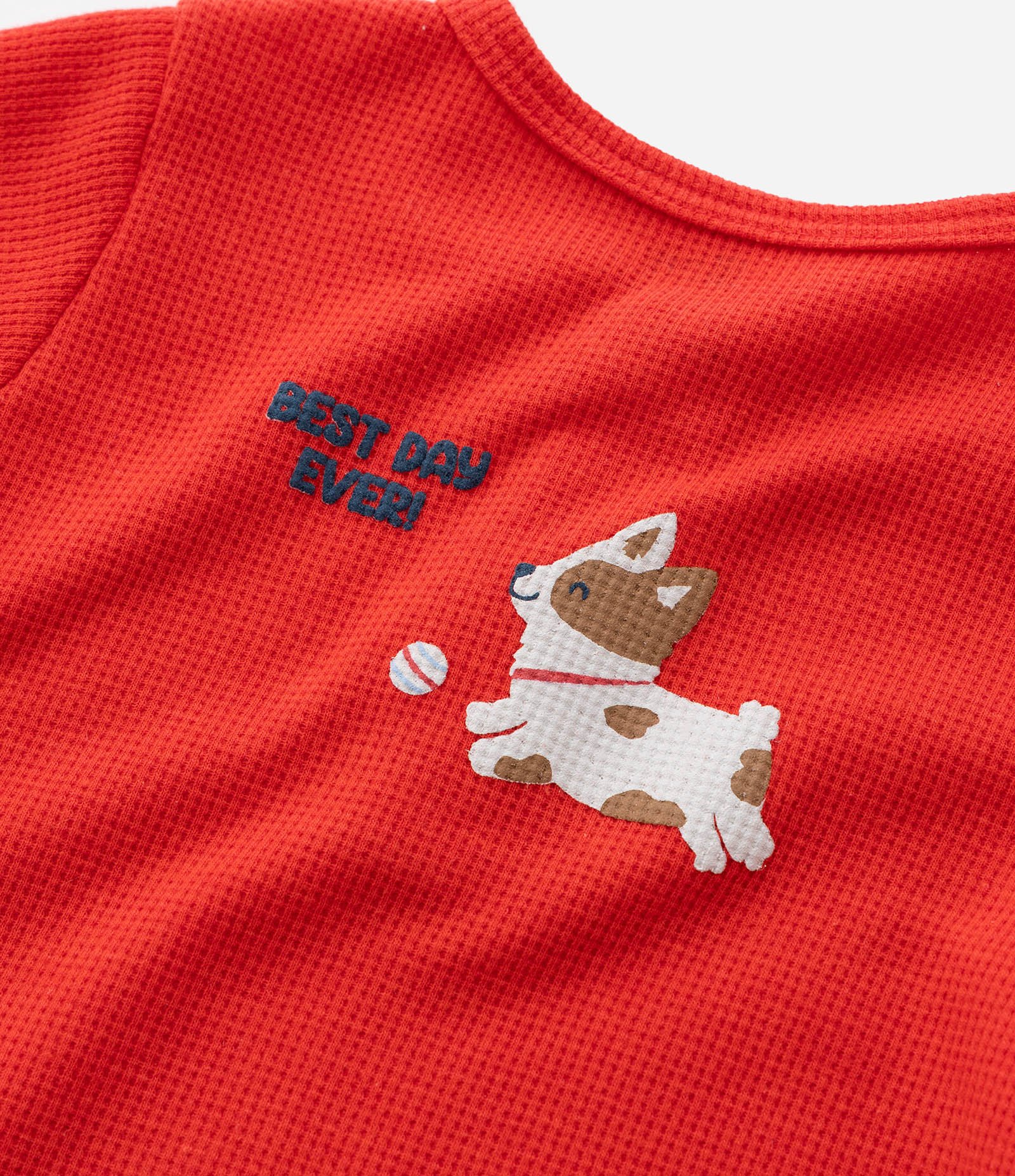 Macaquinho Infantil Texturizado com Estampa Cachorrinho - Tam 0 a 18 meses Vermelho 8