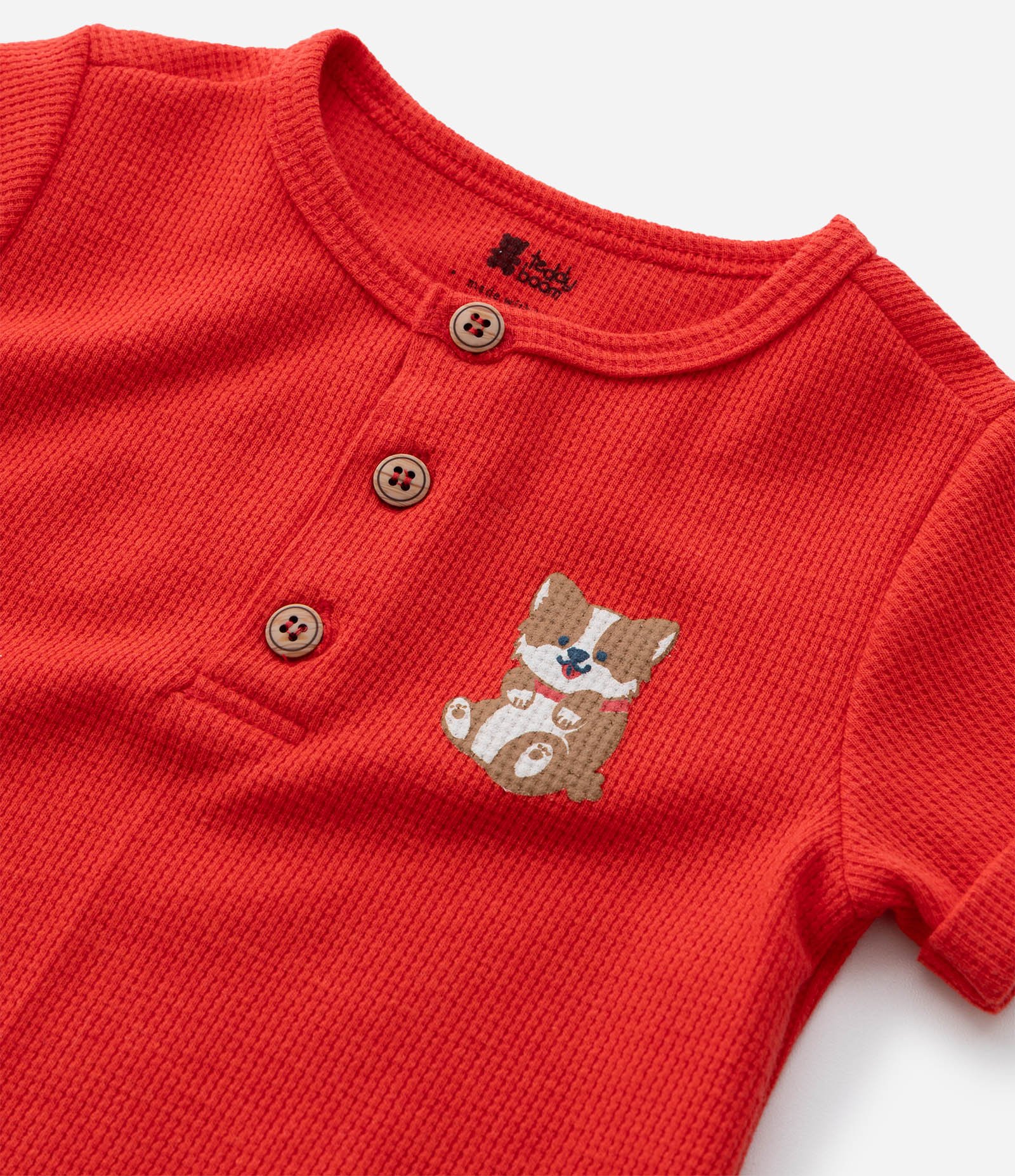 Macaquinho Infantil Texturizado com Estampa Cachorrinho - Tam 0 a 18 meses Vermelho 4