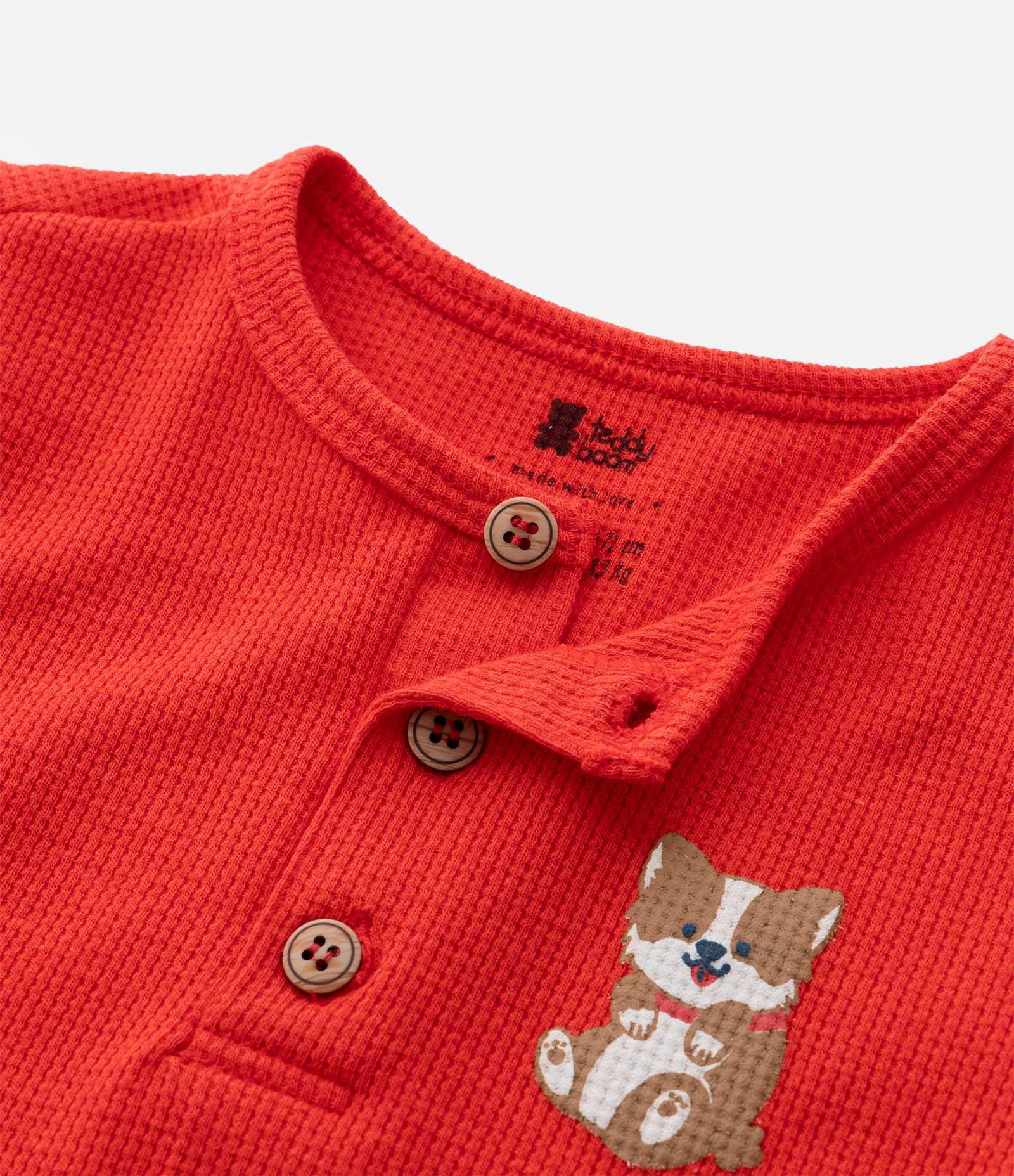Macaquinho Infantil Texturizado com Estampa Cachorrinho - Tam 0 a 18 meses Vermelho 6