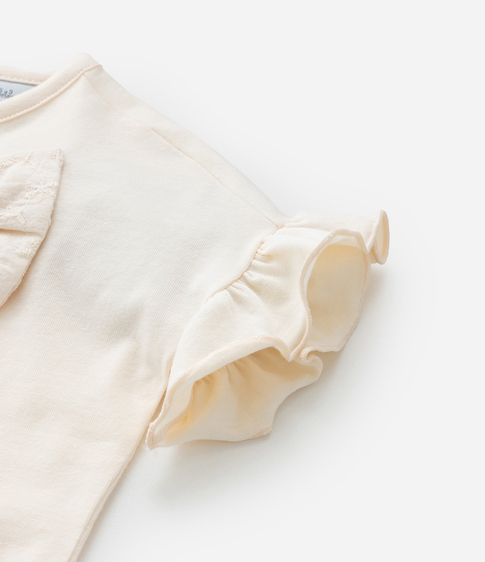 Blusa Infantil com Laço Grande em Broderie - Tam 0 a 18 meses Bege 6