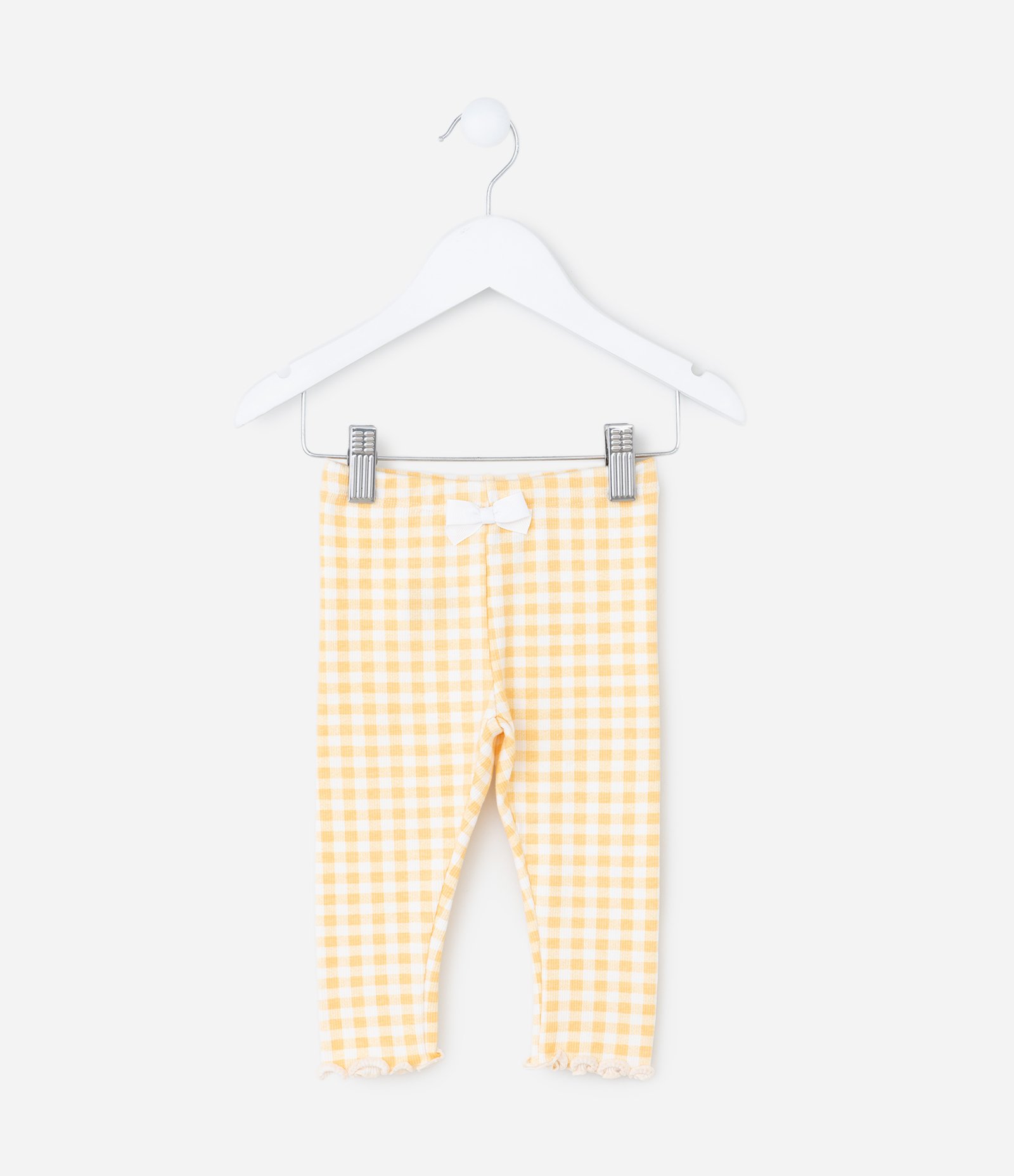 Calça Legging Infantil com Estampa Xadrez Vichy - Tam 0 a 18 meses Amarelo 2