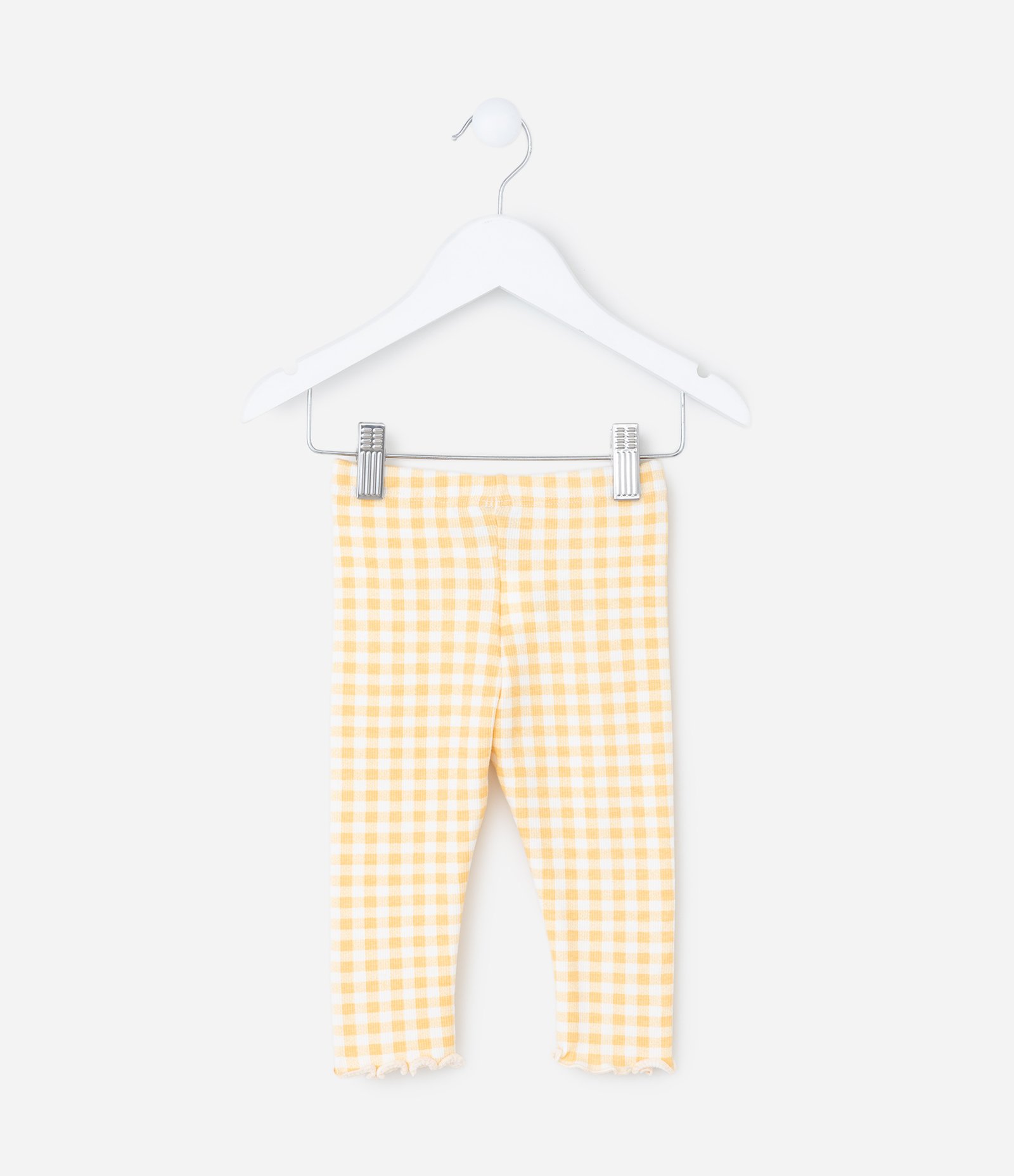 Calça Legging Infantil com Estampa Xadrez Vichy - Tam 0 a 18 meses Amarelo 3