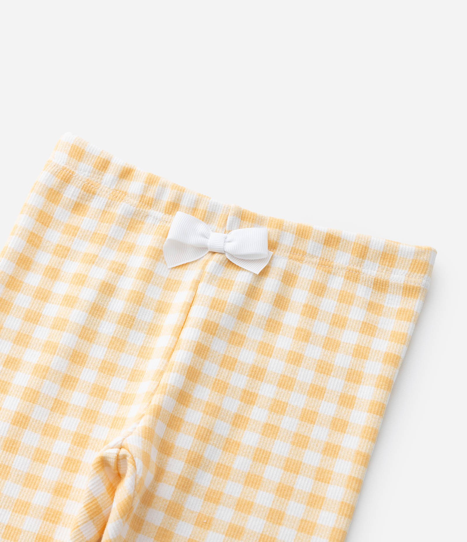 Calça Legging Infantil com Estampa Xadrez Vichy - Tam 0 a 18 meses Amarelo 6
