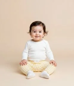 Calça Legging Infantil com Estampa Xadrez Vichy - Tam 0 a 18 meses