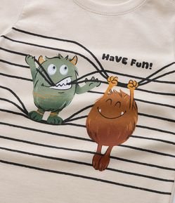 Camiseta Infantil com Estampa Monstrinhos - Tam 1 a 6 Anos