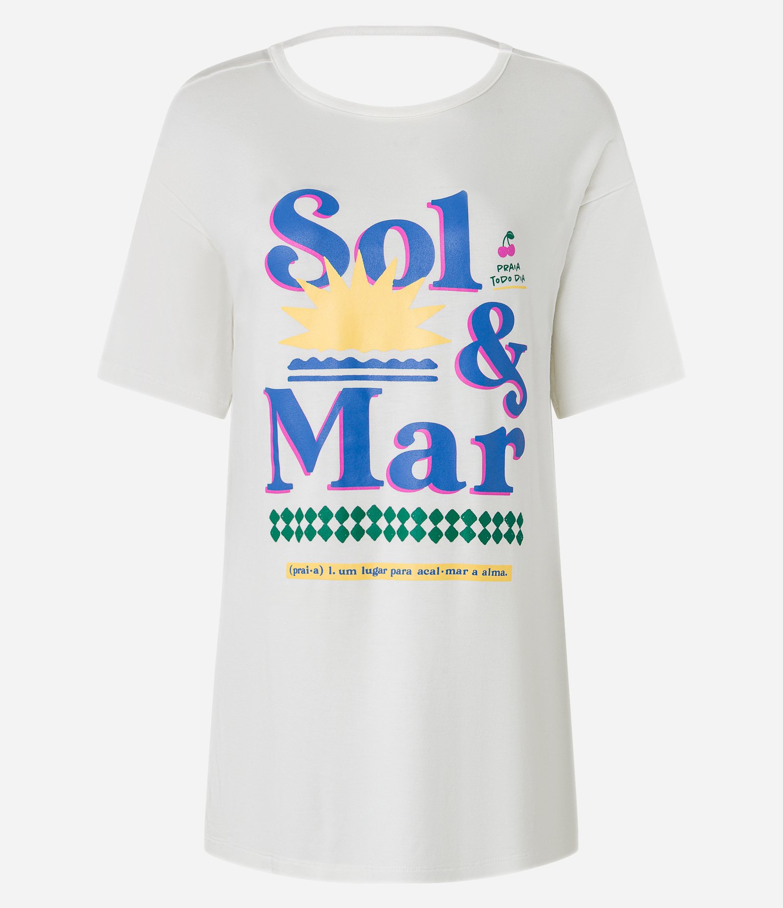 Saída de Praia Camiseta com Lettering Sol e Mar Branco 5