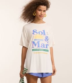 Saída de Praia Camiseta com Lettering Sol e Mar