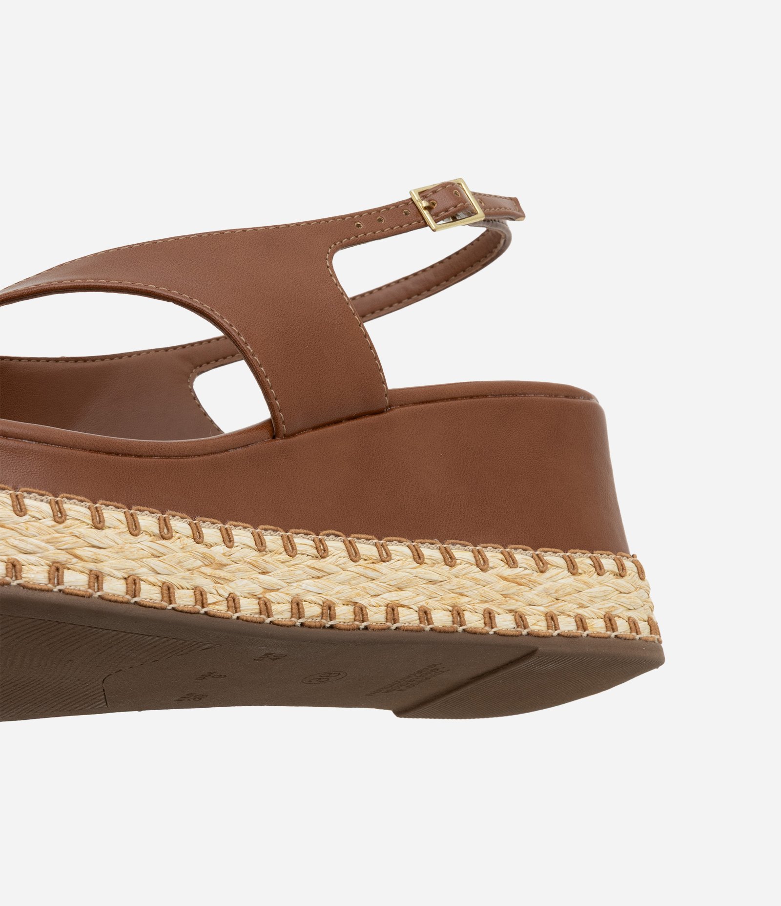 Sandália Anabela com Salto Efeito Ráfia Marrom 4
