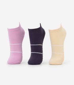 Kit 03 Meias Cano Baixo Esportivas em Poliamida com Puxador no Calcanhar