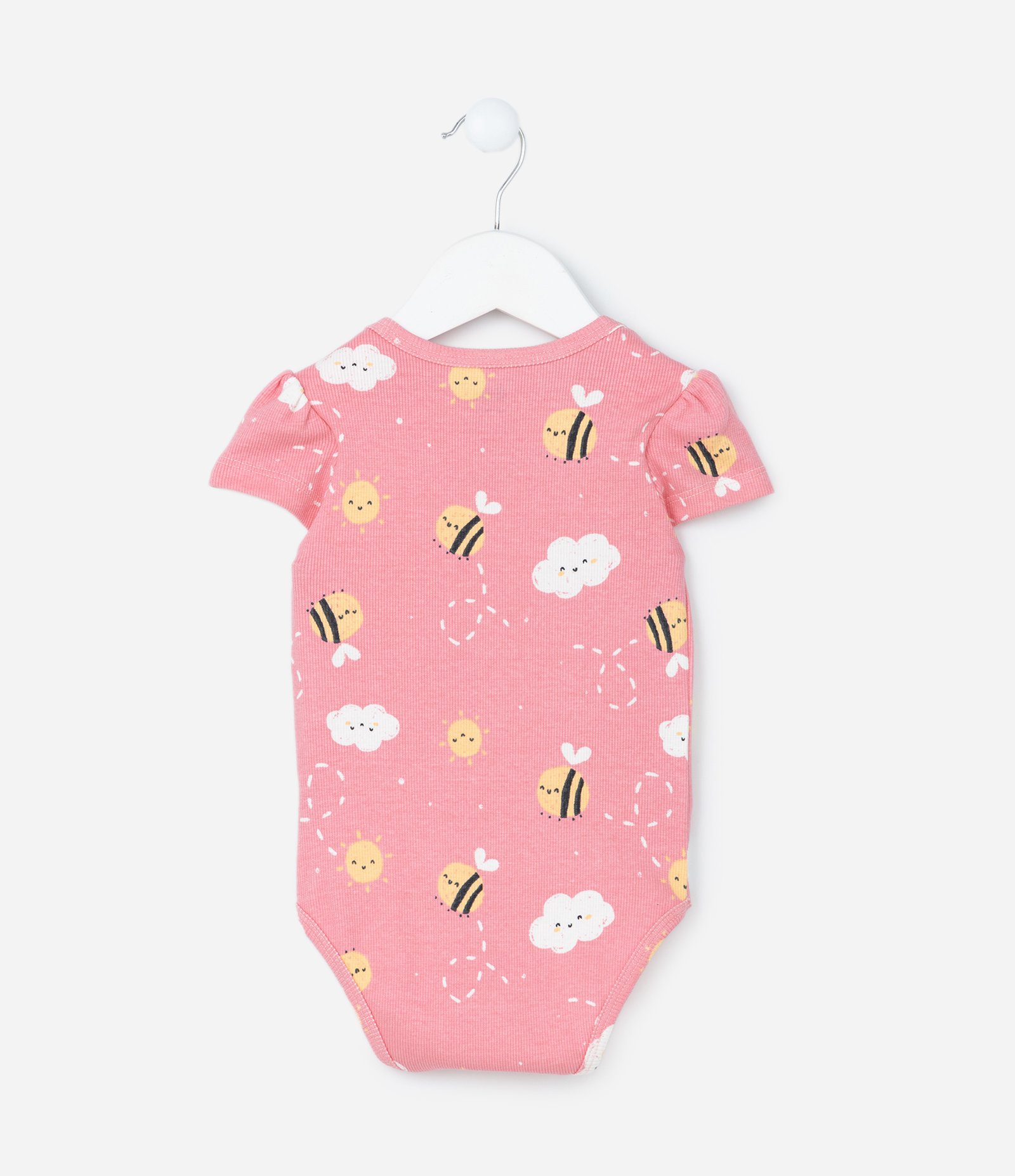 Body Infantil em Ribana com Estampa Abelha - Tam RN a 18 meses Rosa 3