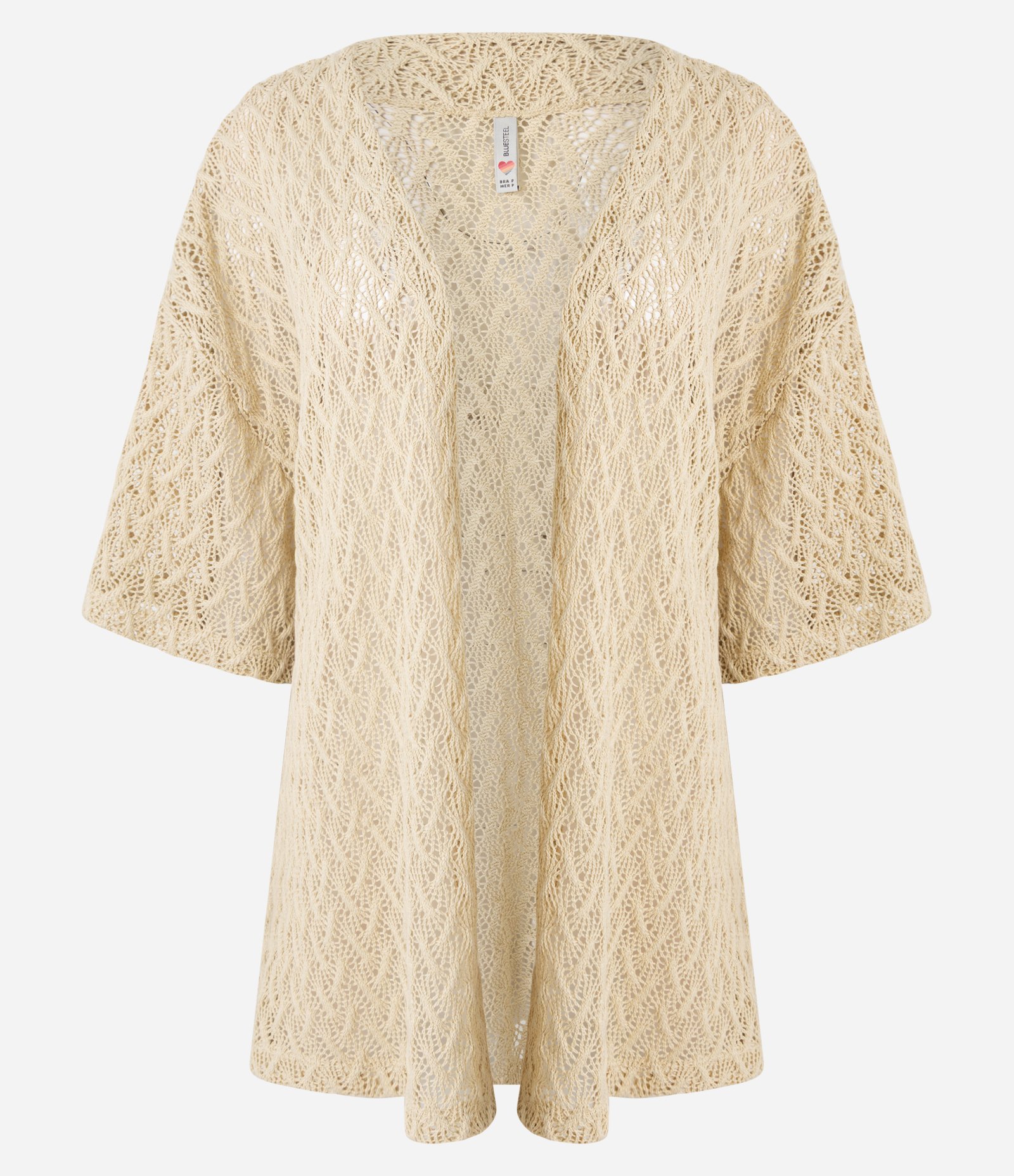 Kimono em Renda com Manga Curta Bege 5