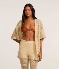 Kimono em Renda com Manga Curta