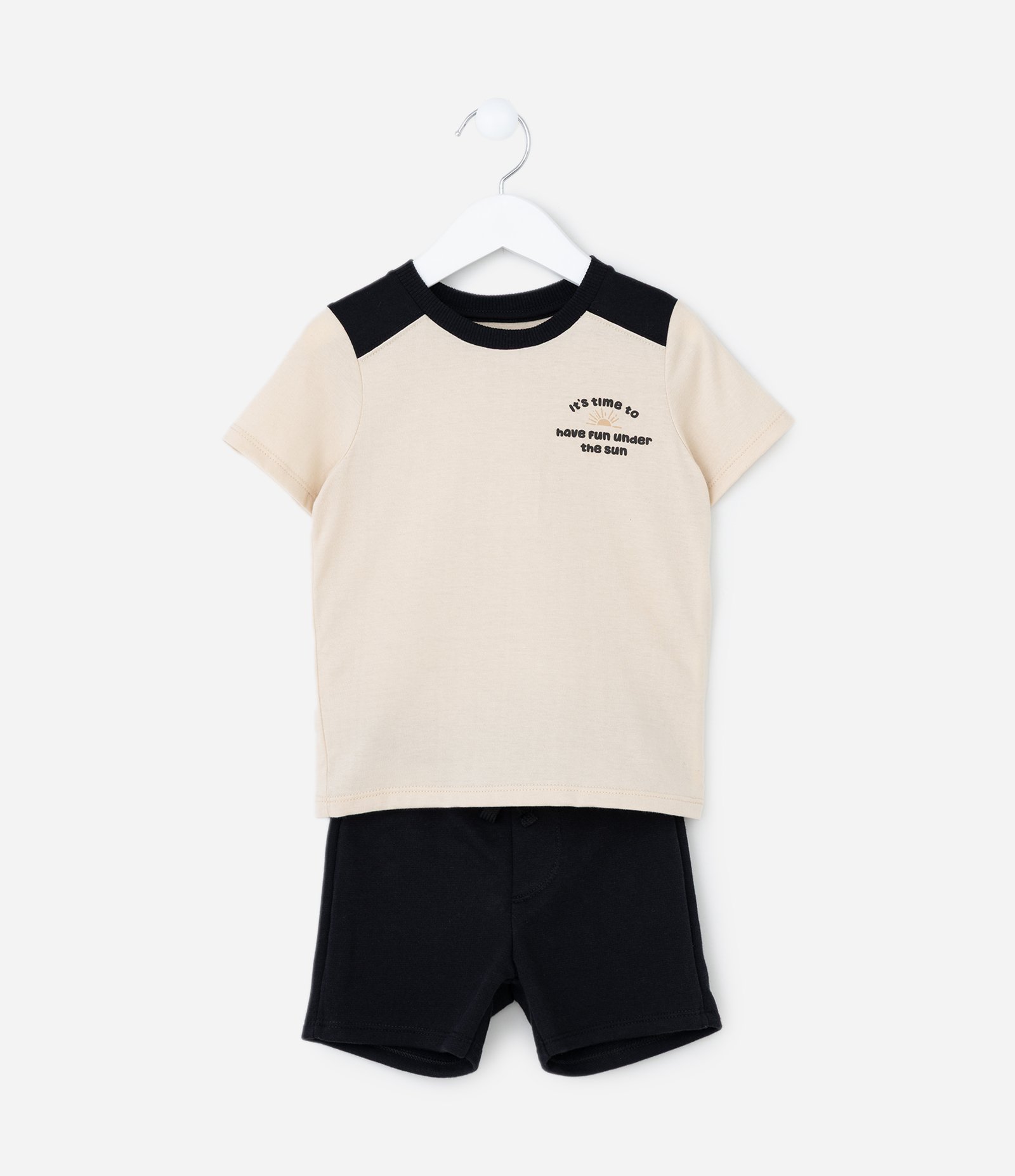 Conjunto Infantil em Moletom com Recortes - Tam 1 a 6 Anos Bege/Preto 2