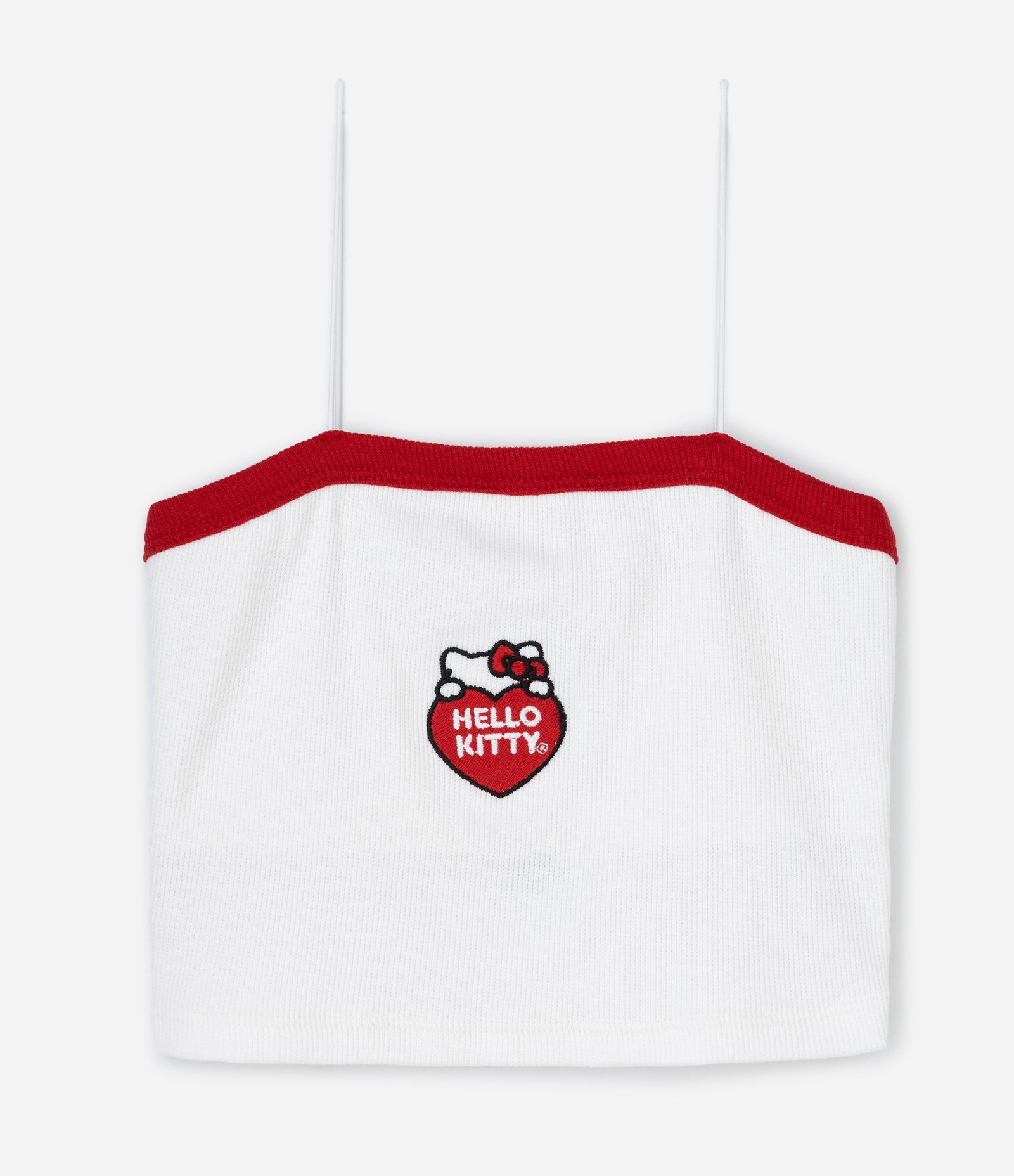 Blusa Infantil em Ribana com Bordado Hello Kitty - Tam 5 a 14 Anos Branco/Vermelho 1