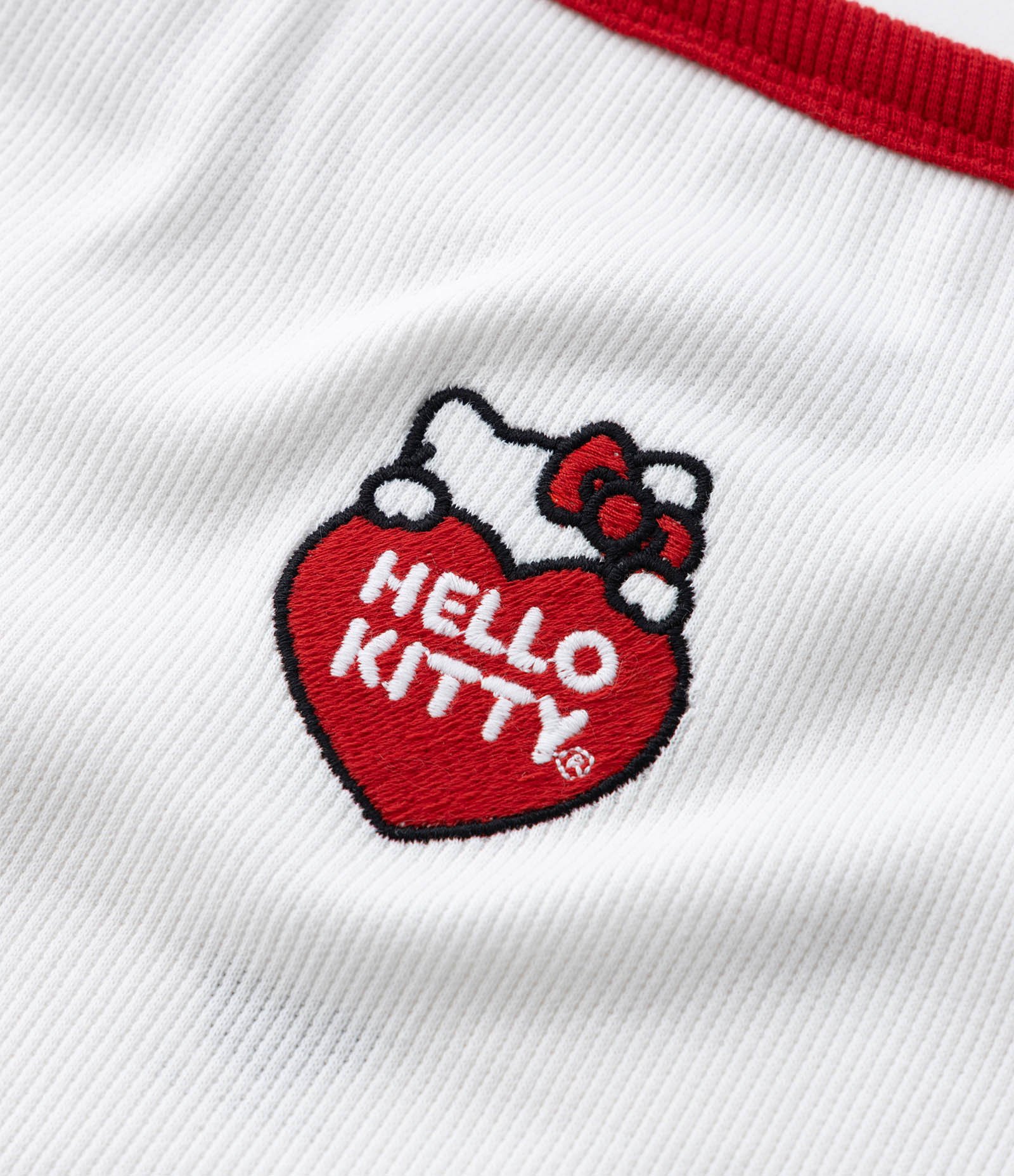 Blusa Infantil em Ribana com Bordado Hello Kitty - Tam 5 a 14 Anos Branco/Vermelho 6