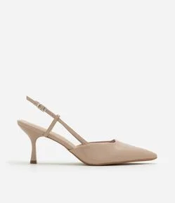 Sapato Scarpin Slingback Envernizado e Sola Quadrada