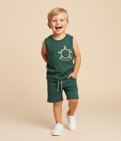 Regata Infantil com Bolsinho Estampa Tartaruga - Tam 1 a 6 Anos