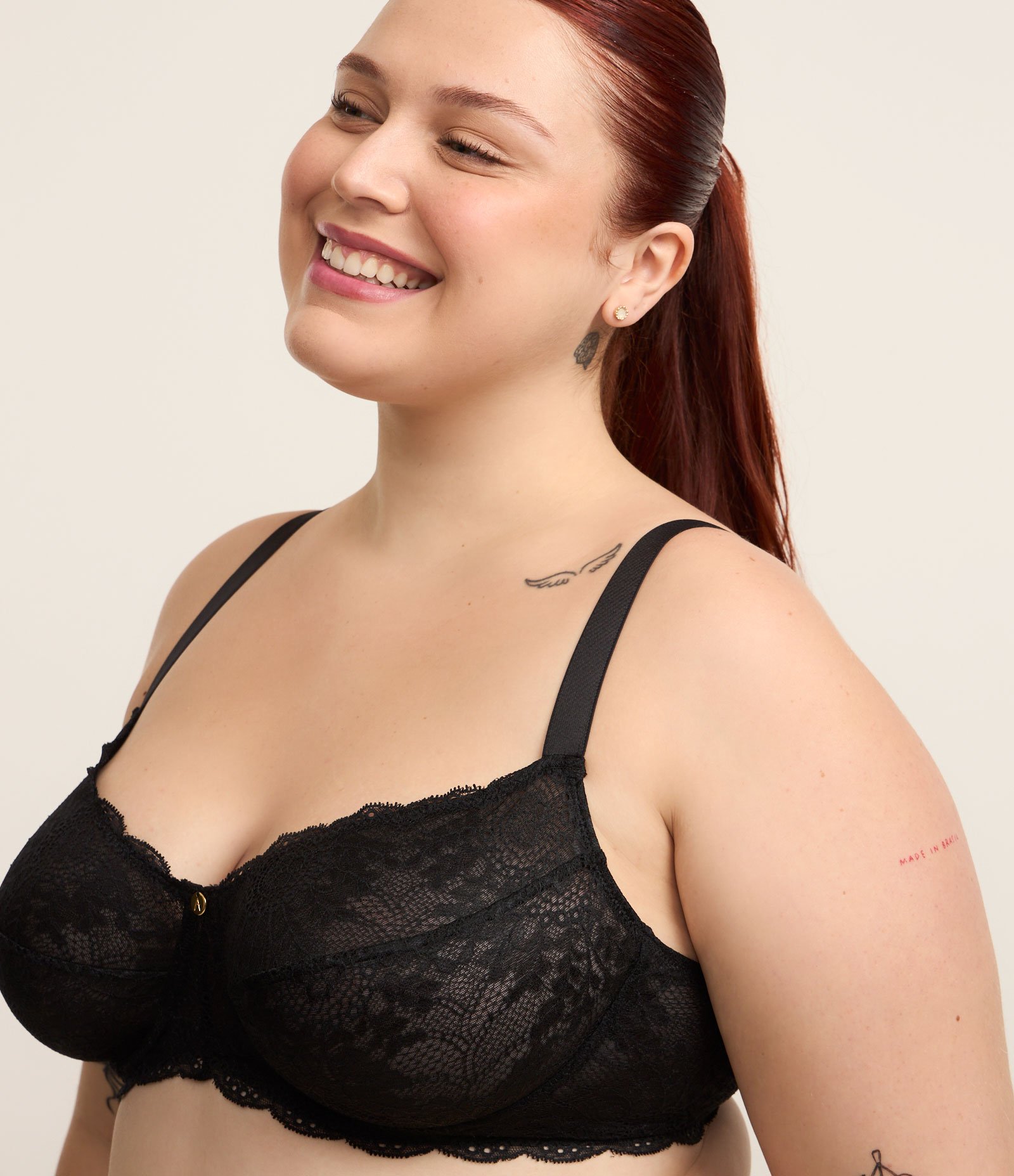 Sutiã Meia Taça Com Aro Sem Bojo Renda Curve & Plus Size Preto 2