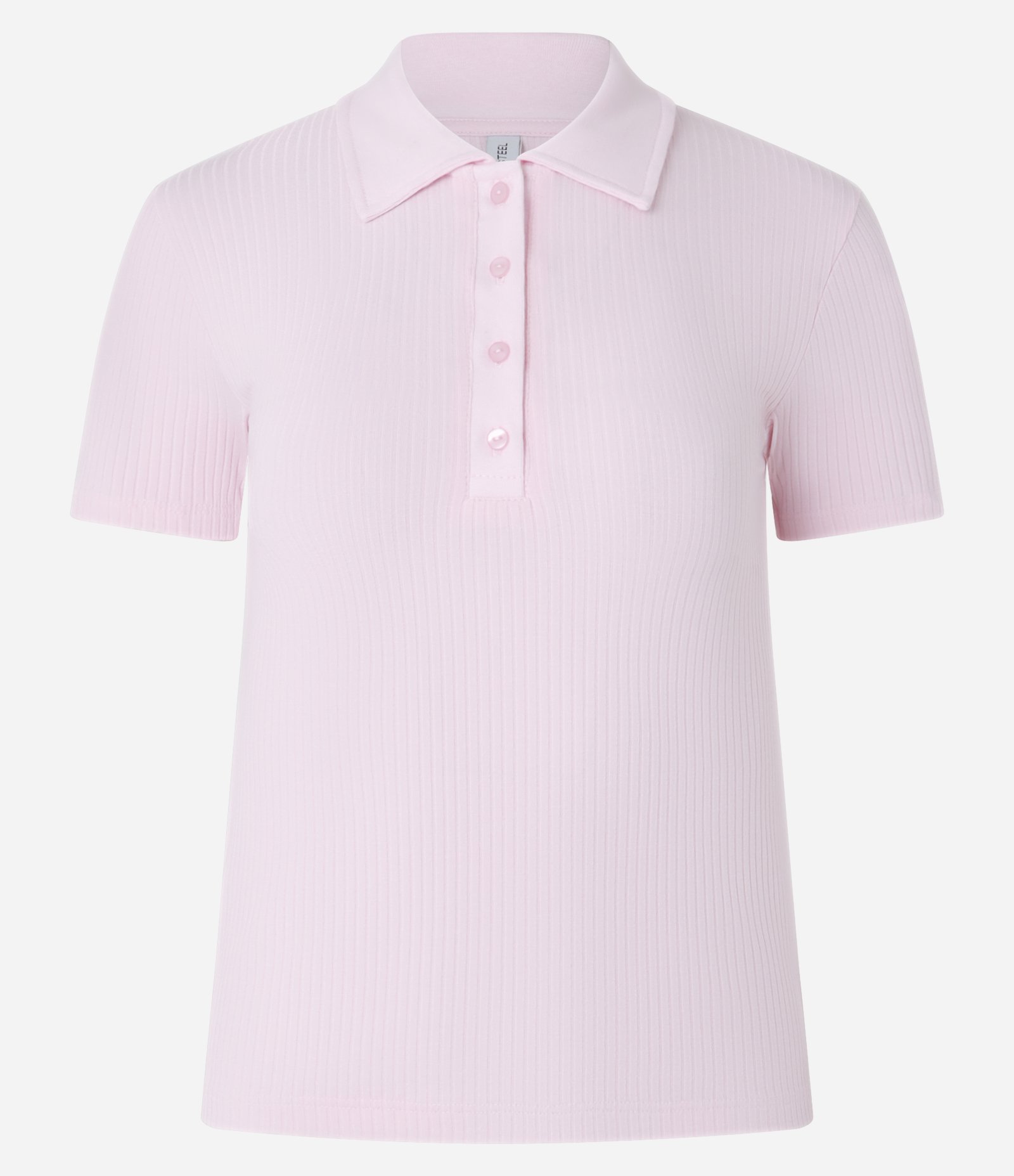 Blusa em Ribana com Gola Polo Rosa 4