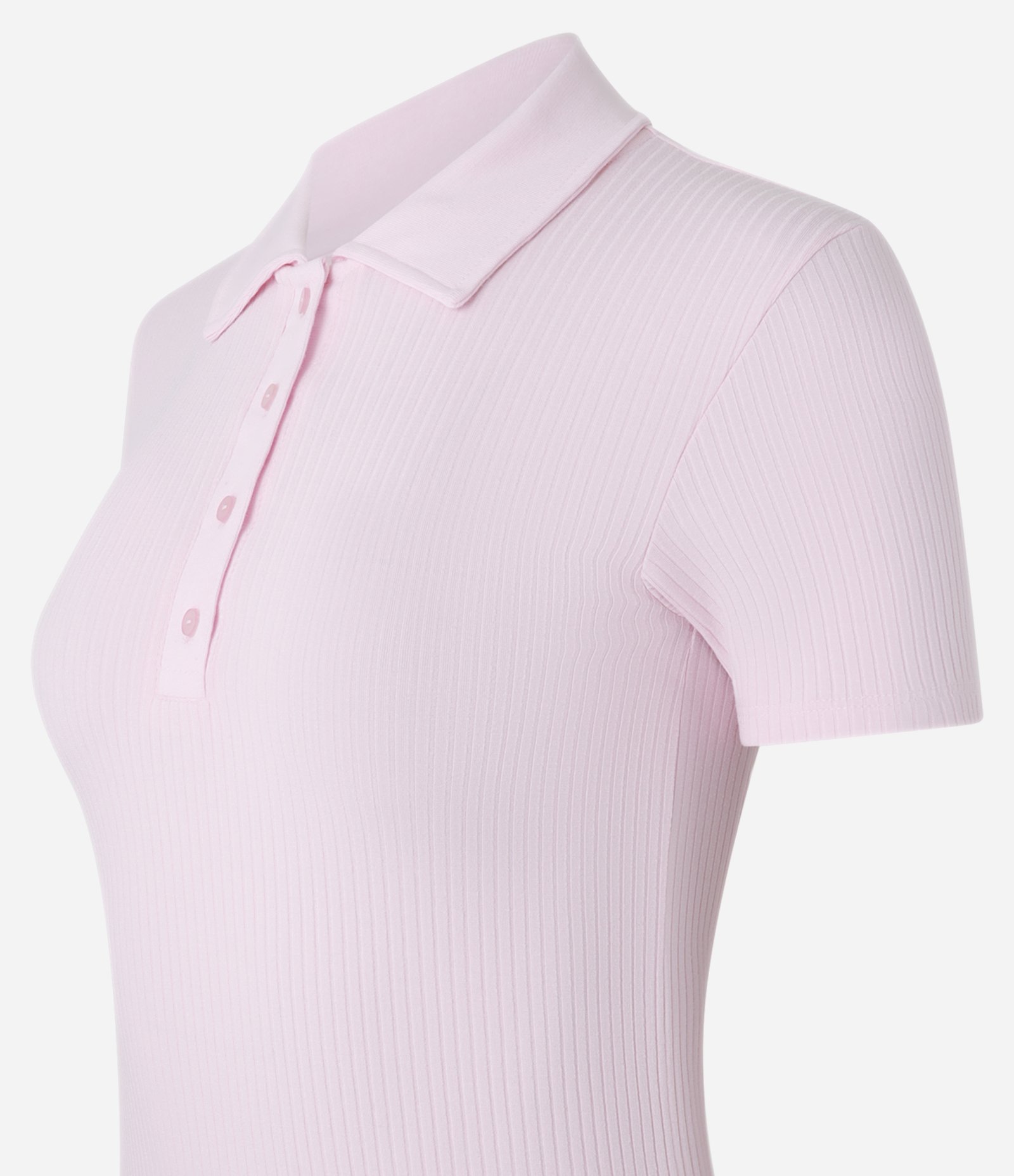 Blusa em Ribana com Gola Polo Rosa 5