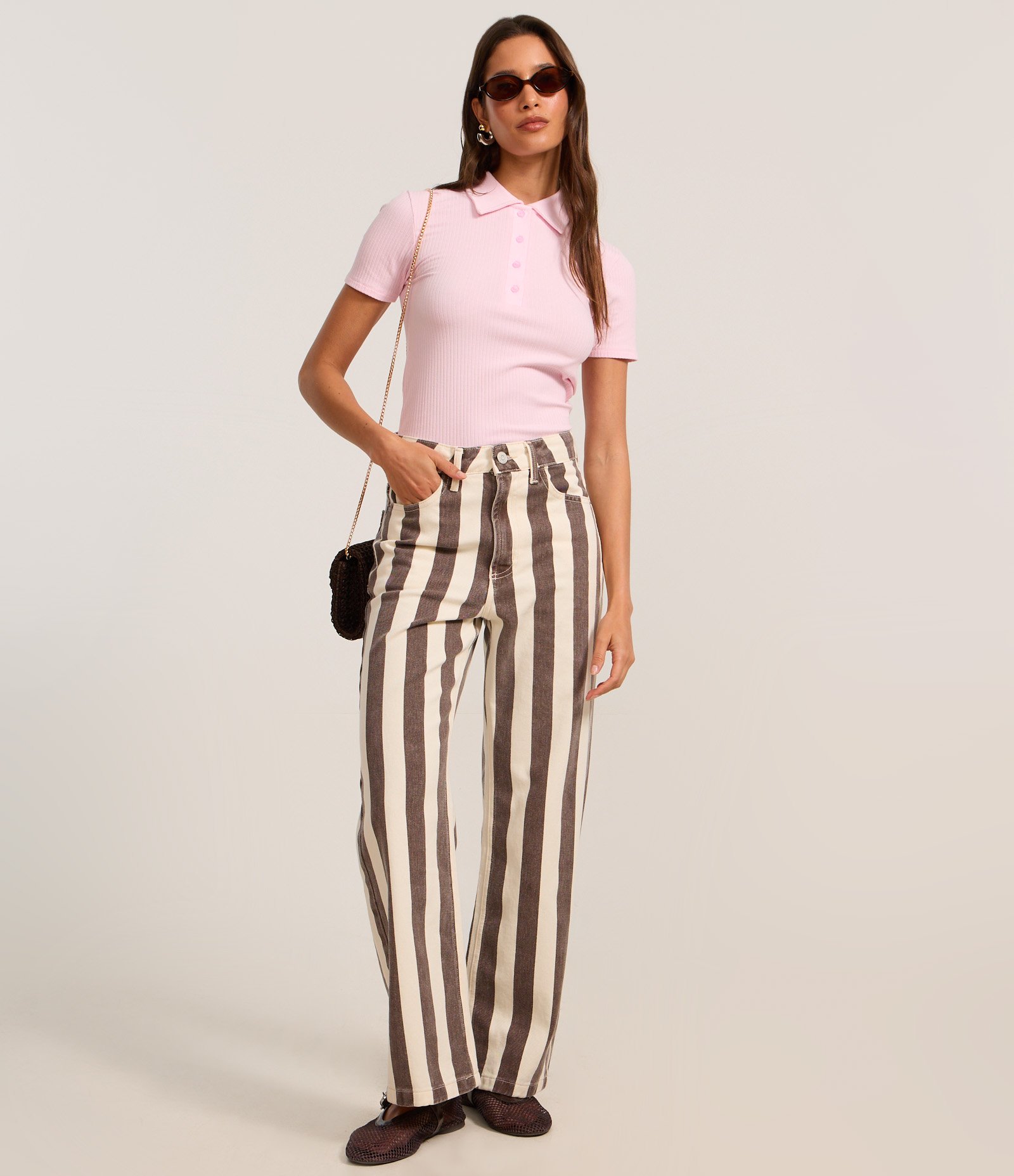 Blusa em Ribana com Gola Polo Rosa 2