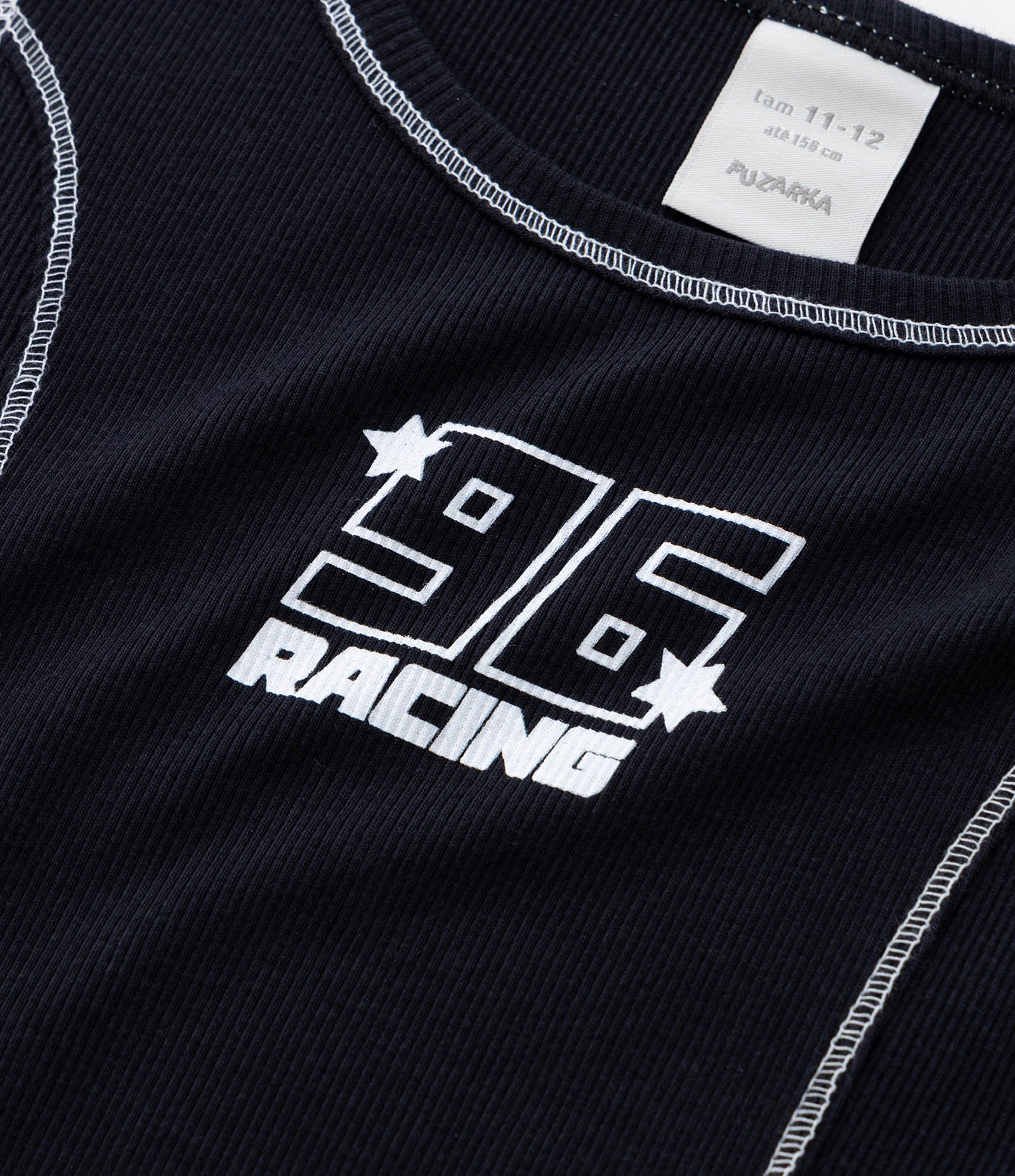 Regata Infantil em Ribana com Lettering 96 - Tam 5 a 14 Anos Preto 4