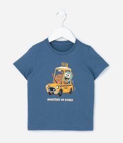 Camiseta Infantil com Estampa Monstrinhos no Táxi - Tam 1 a 6 Anos