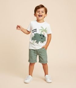 Camiseta Infantil com Estampa Texturizada Dino - Tam 1 a 6 Anos