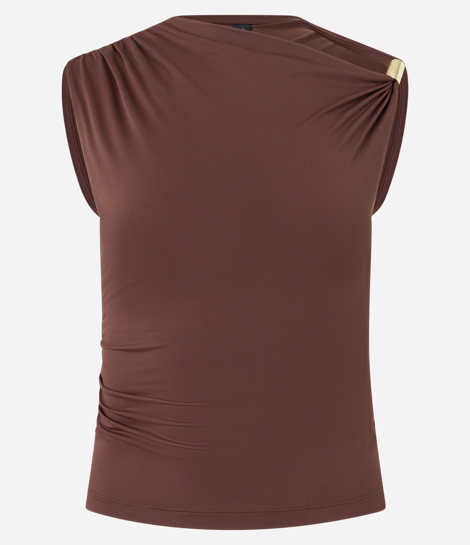 Blusa em Jersey com Aviamento no Ombro Marrom 4
