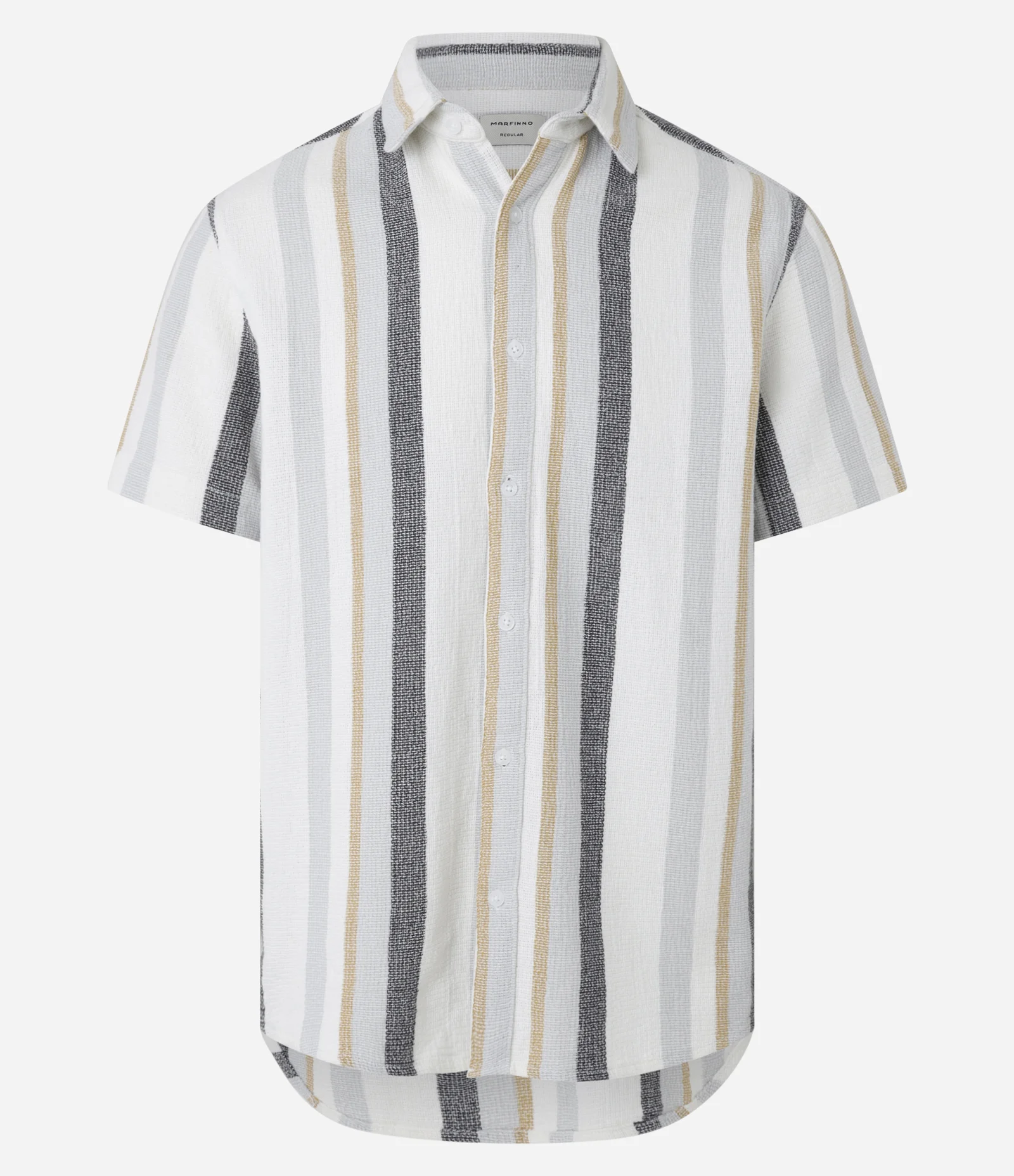 Camisa em Algodão Texturizada com Listras Cinza/Amarelo queimado/Off White/Chumbo 5