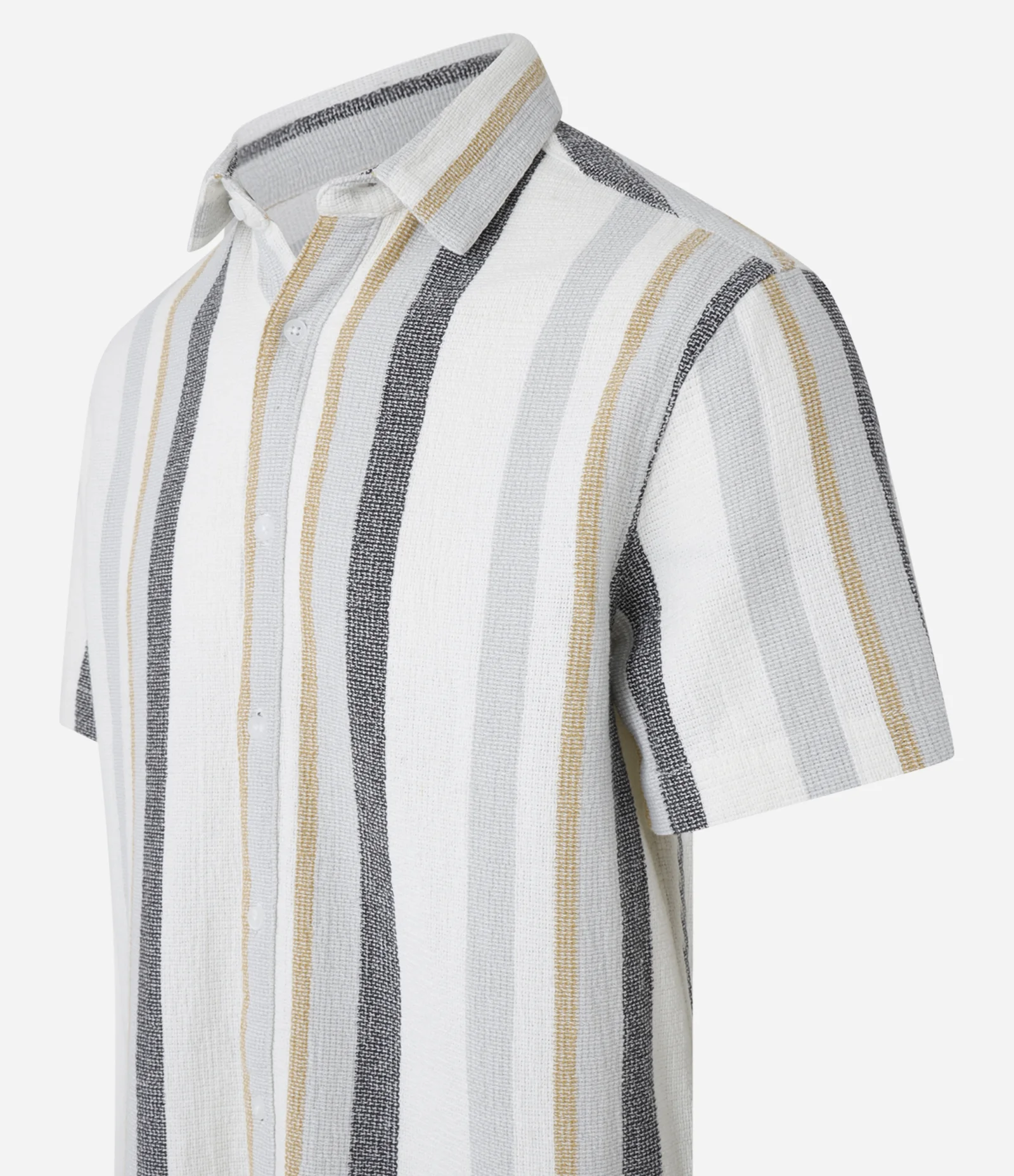 Camisa em Algodão Texturizada com Listras Cinza/Amarelo queimado/Off White/Chumbo 6